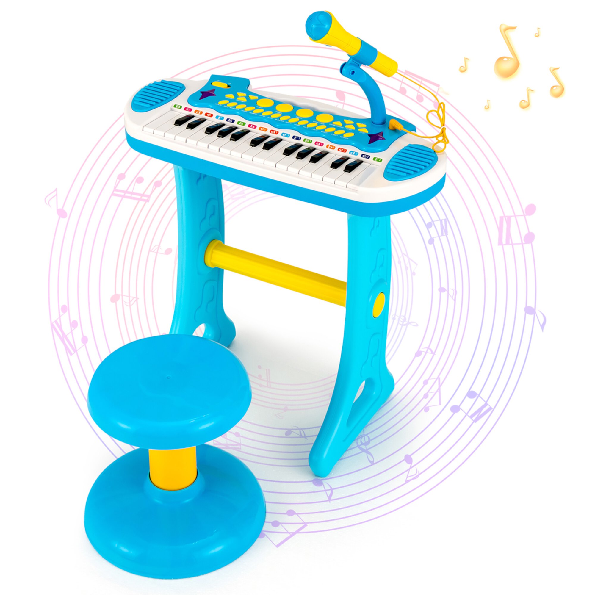 Costway 31 Key Kids Piano Keyboard Toy Toddler Musical Instrument w/ Microphone Blue Visit the Costway Store