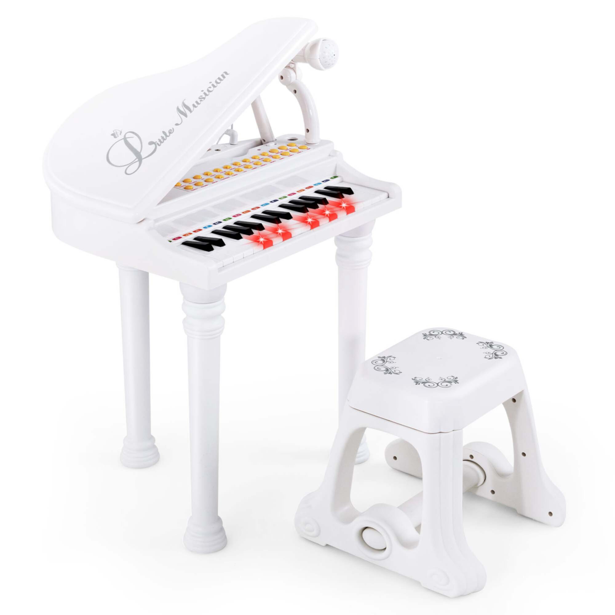 Costway 31 Keys Kids Piano Keyboard Toy Toddler Musical Instrument with Stool & Microphone White Visit the Costway Store