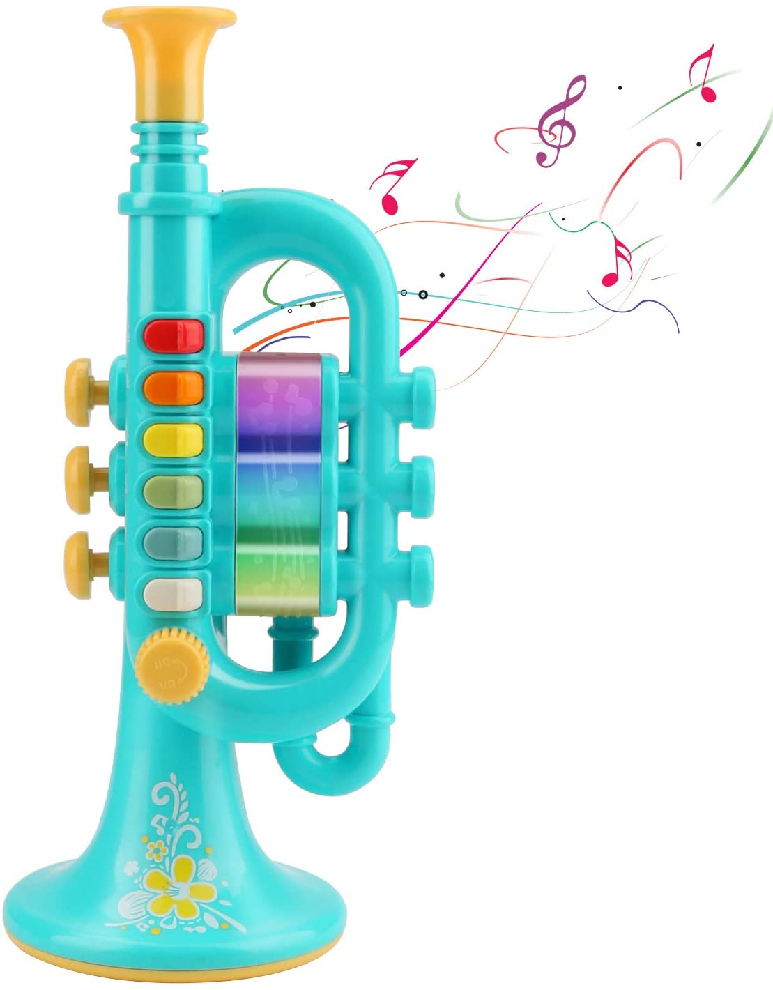 Trumpet Toys, Toy Trumpet for Kids Music Toys Simulation Trumpet Musical Instrument Toys Portable Durable Early Educational Toys with Light for Kid Boys Girls as Gift (Blue) VATENIC