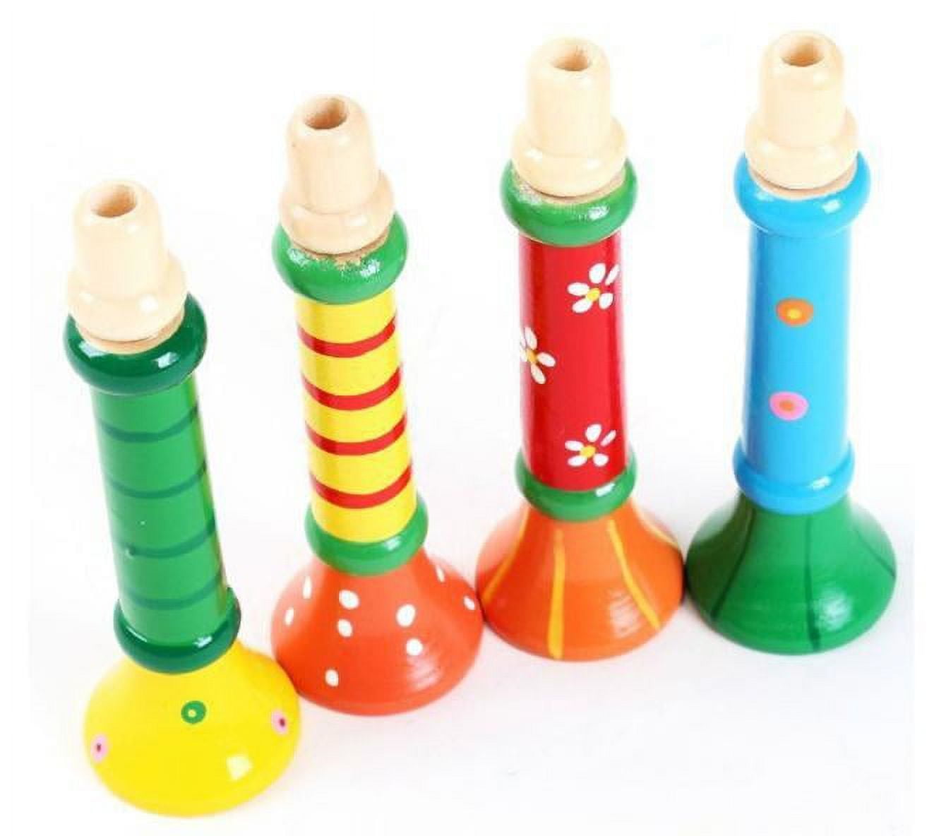 AaSFJEG 4Th of July toys for Ages 2-4 Girls ing Multi-Color Kids Wooden Horn Hooter Trumpet instruments Music toys *12Pcs AaSFJEG