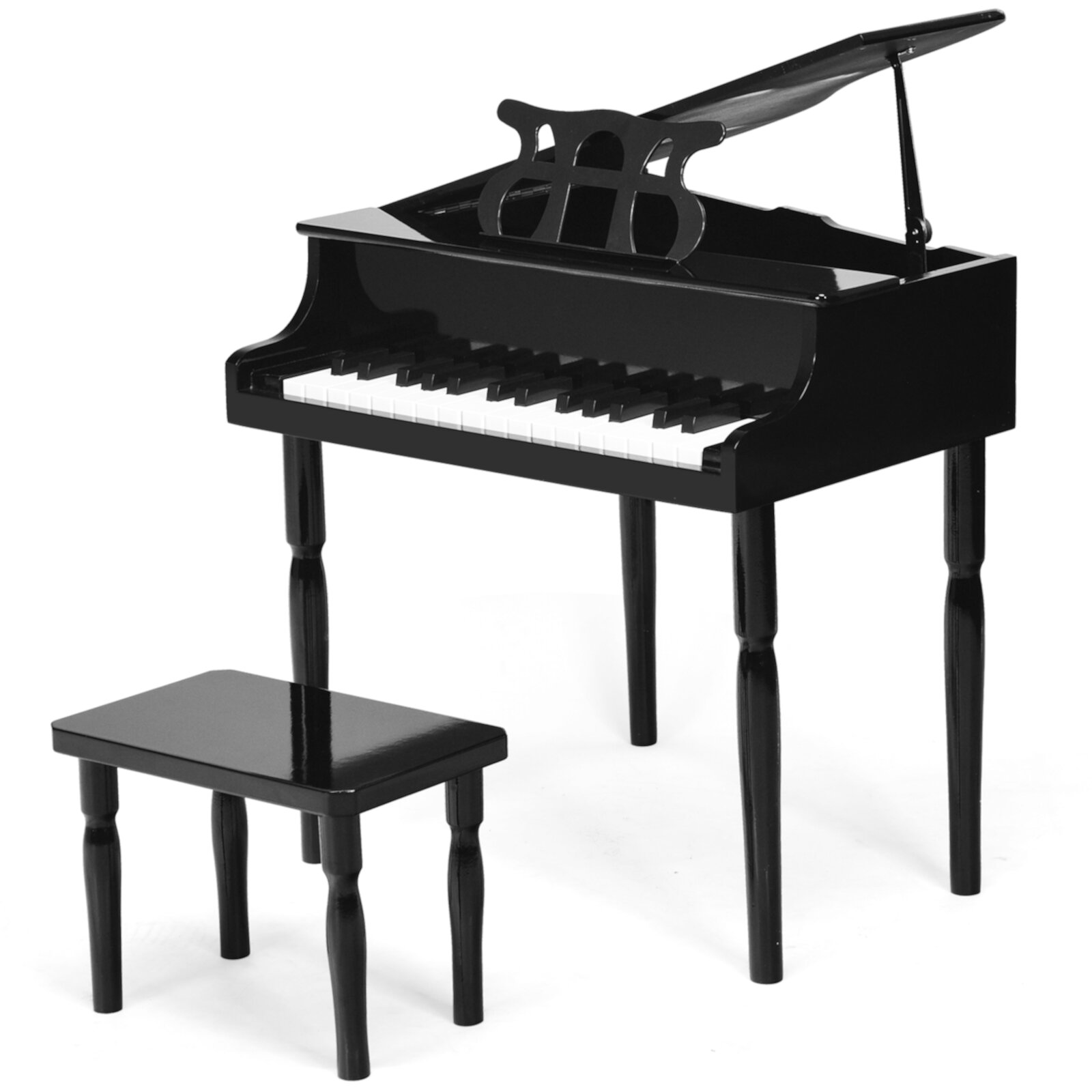 Topbuy Classical Kids Piano 30 Keys Wood Toy Mini Grand Piano with Bench Black Topbuy