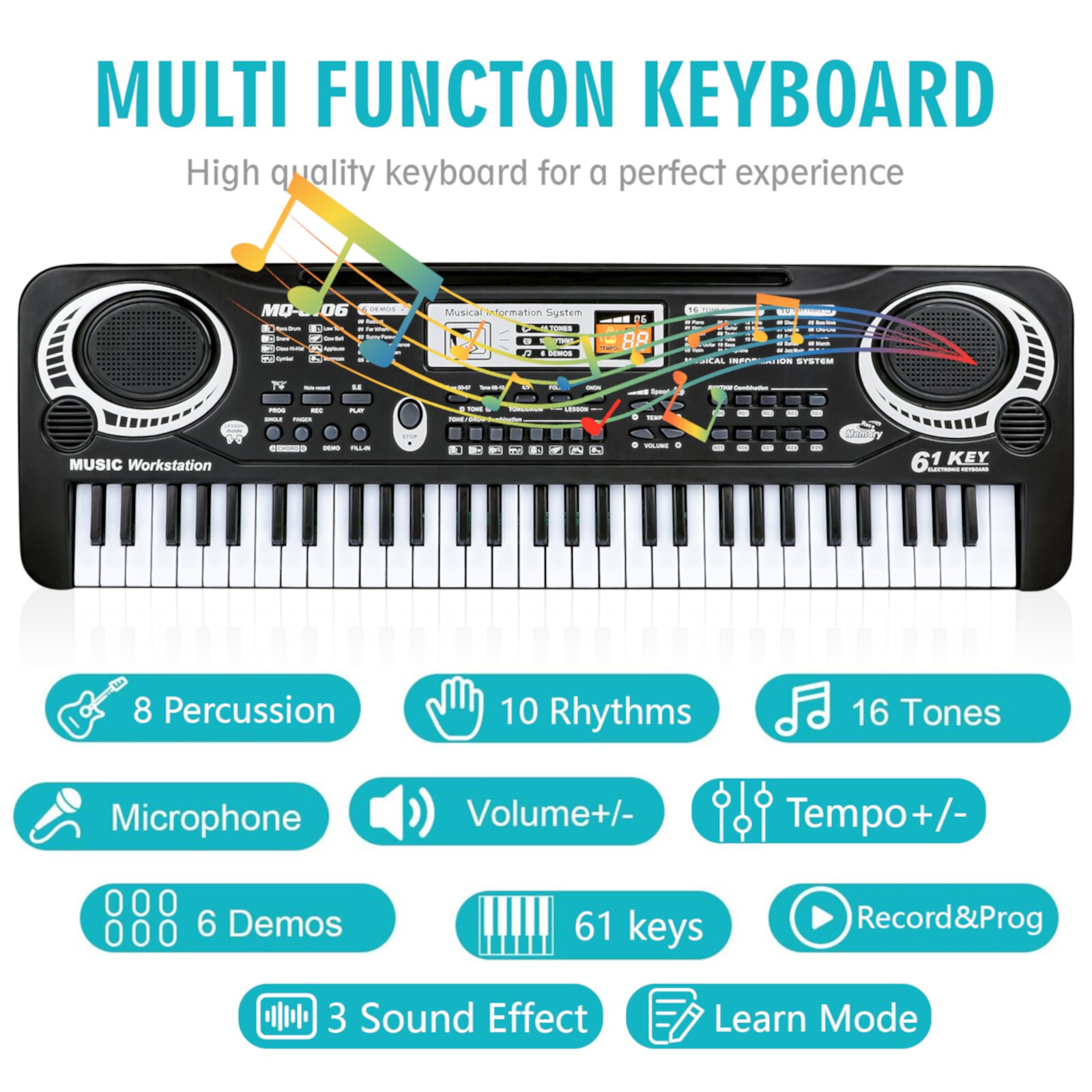 Freecat Electronic Piano Keyboard for Kids, 61 Key Beginner Electric Piano for Gift with Microphone,Digital Music Piano for Kids Ages 5-12. Freecat