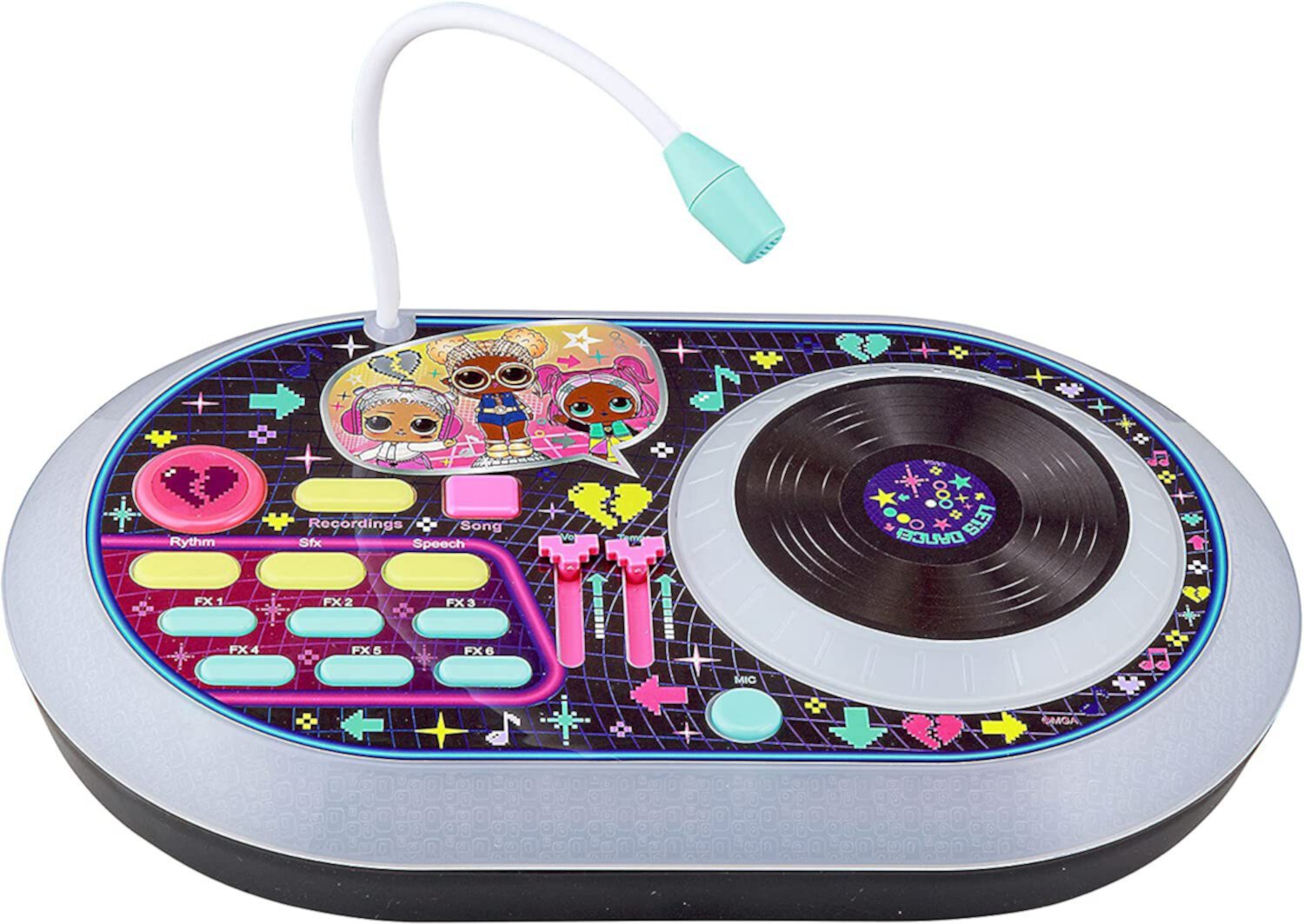 eKids LOL Surprise DJ Party Mixer Turntable Toy with Built in Microphone for Kids, Record and Mix Your Favorite Songs, for Fans of LOL Toys for Girls EKids