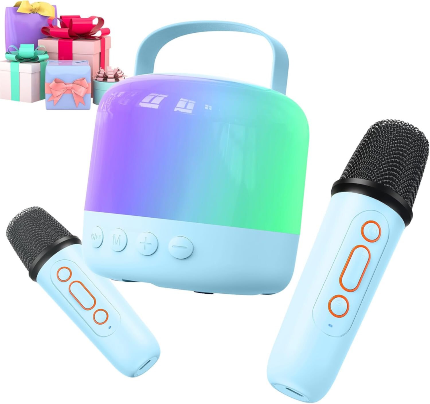 Mini Karaoke Machine for Kids Adults, Portable Bluetooth Speaker with 2 Wireless Microphones and LED Lights, Karaoke Toys Gifts for Girls Boys 4, 5, 6, 7, 8, 9,10,12+ Years Christmas Birthday Party CEDQ