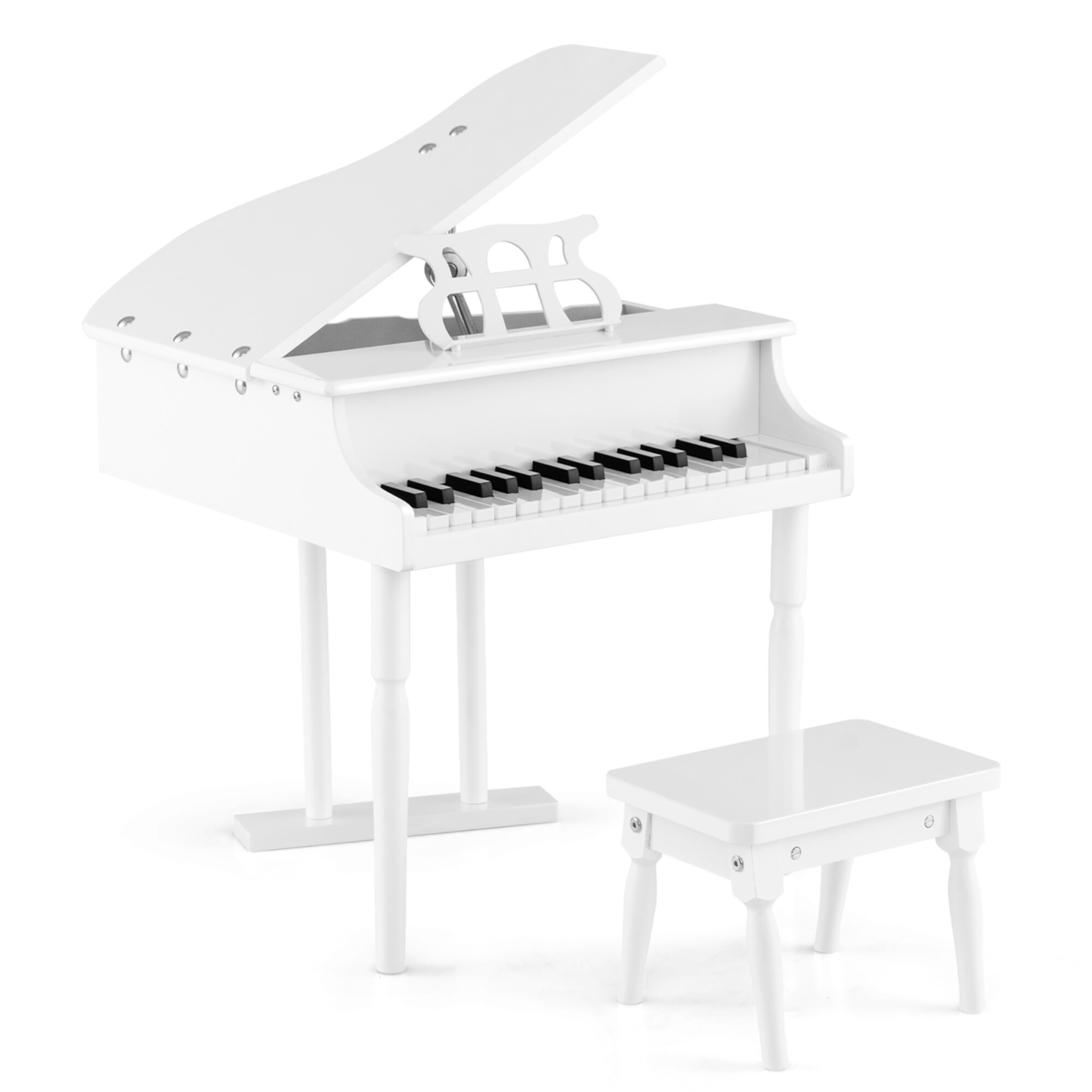 Costway 30 Key Classical Kids Piano Wooden Musical Instrument Toy w/ Stand & Stool White Visit the Costway Store