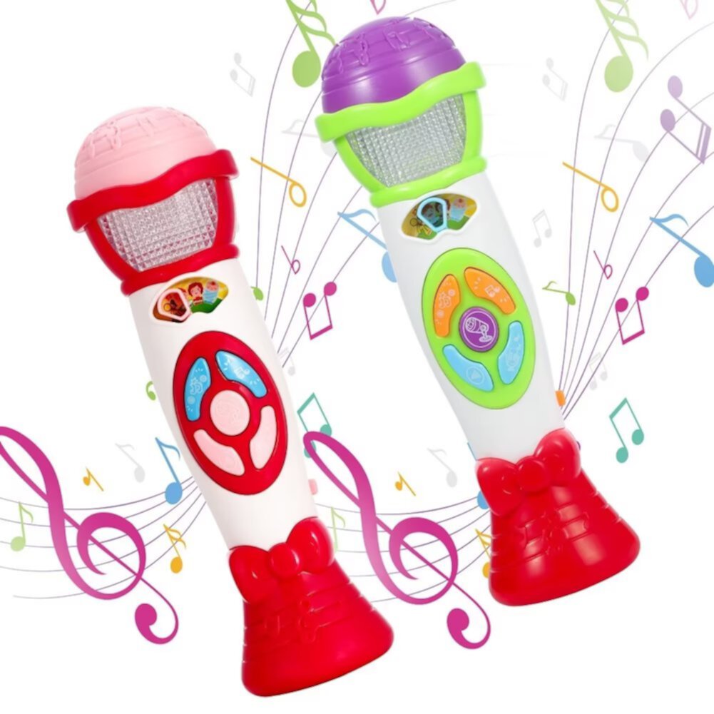 Shininglove 2 Pack Kids Microphone Toy Voice Changer Karaoke Machine with Recording Great Gift for Girls Boys, Pink & Green ShiningLove