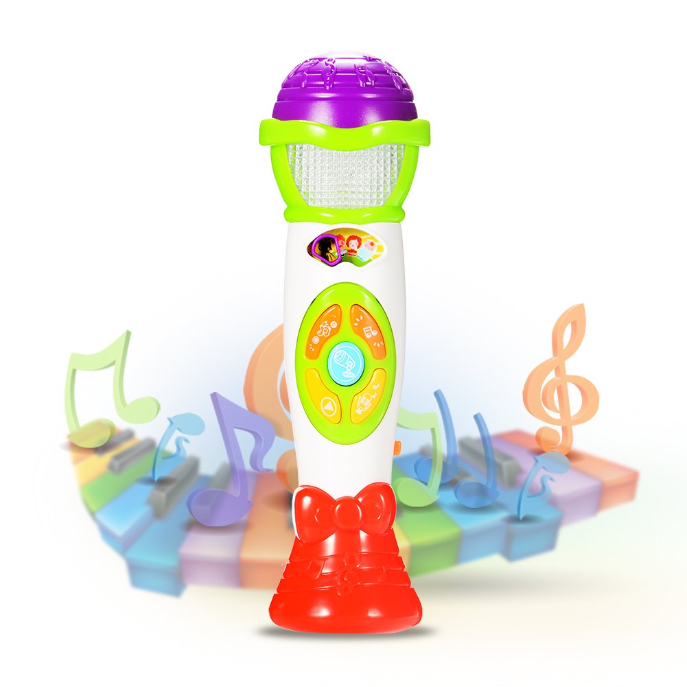 ShiningLove Kids Microphone Karaoke Microphone Machine Music Microphone Voice Changing and Recording Microphone with Colorful Lights, Best Toys for Kids Girls Toddlers, 1 Pack, Green ShiningLove