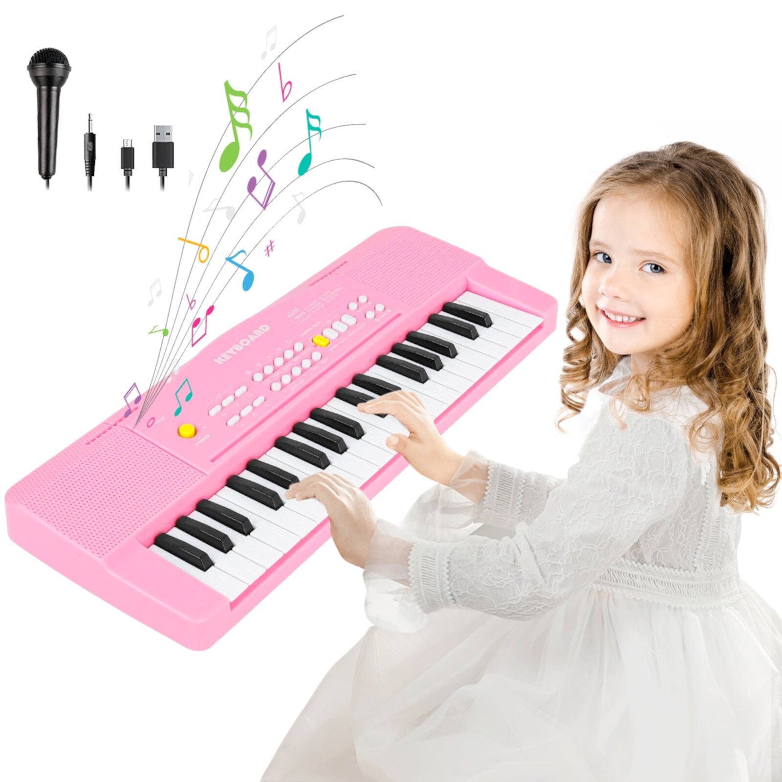 Yuhuan Keyboard Piano for Kids - 37 Keys Toddler Piano Musical Instruments Gift Toy with Microphone for 3 4 5 6 7 8 Year Old Boys and Girls - PINK Yuhuan