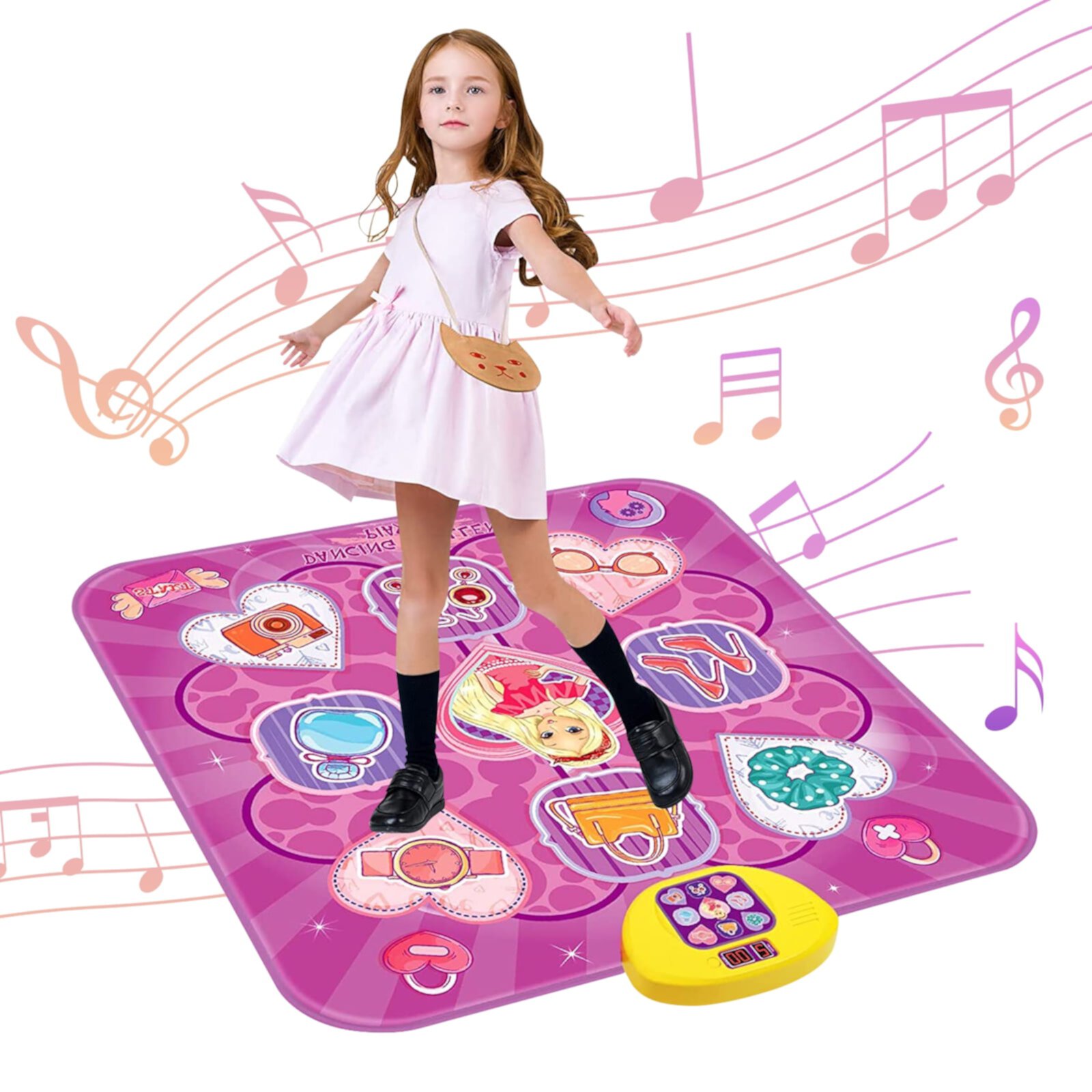 Dance Mat Toys for Kids, 5 Game Modes Electronic Dance Pad with LED Lights, Dance Game Toy Christmas Birthday Gifts for 3 4 5 6 7 8 9+ Year Old Girls, Pink Rirool