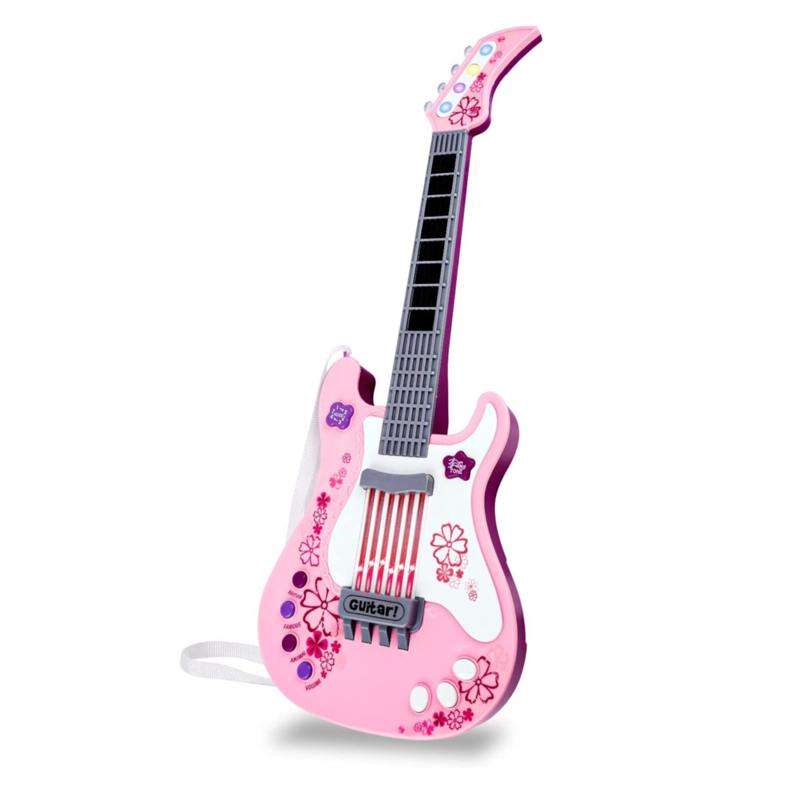 AIMEDYOU Kids Guitar for Girls Music Toys Guitar for Kids Toddler Electric Guitar with Strap Kids Pink Guitar Musical Instrument Toys for 3 4 5 Year Old Girls Gifts AIMEDYOU