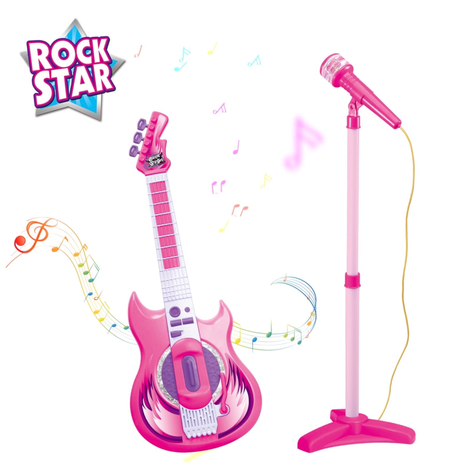 Contixo Kids Guitar Set w/ MP3 Microphone, Guitar for Kids Ages 3+, Toddler Toys, Dual Play Modes, Musical Toy - Purple Contixo