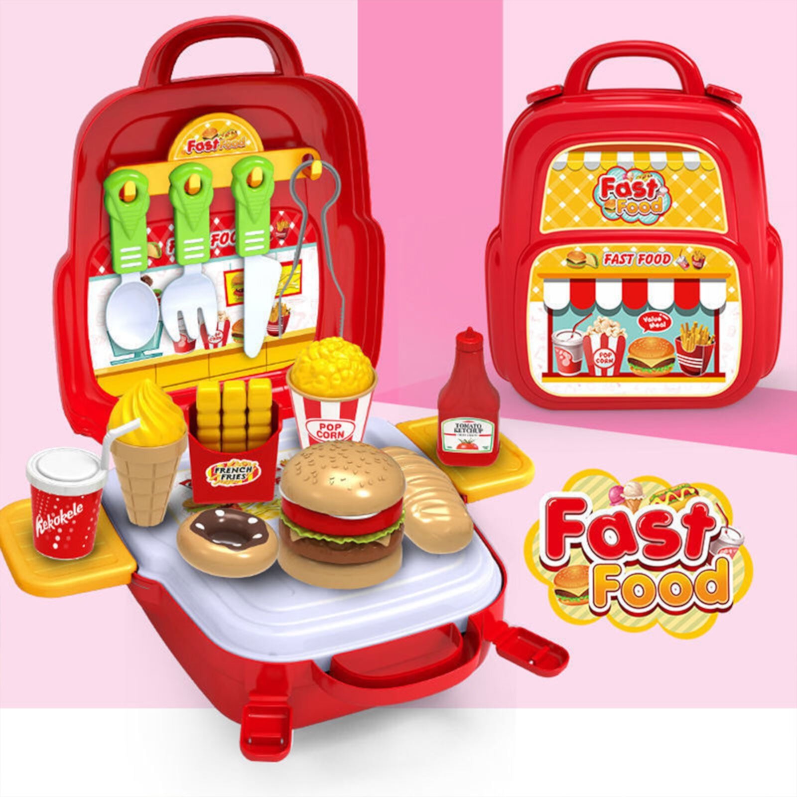 SPOORYYO Kids Kitchen Playset - Family Tool Box Science & Education Toy Suitcase - Boy Girl Accessories Game - Simulation Family Repair Backpack Box Tool Bag for Kids Gift on Sales Clearance SPOORYYO