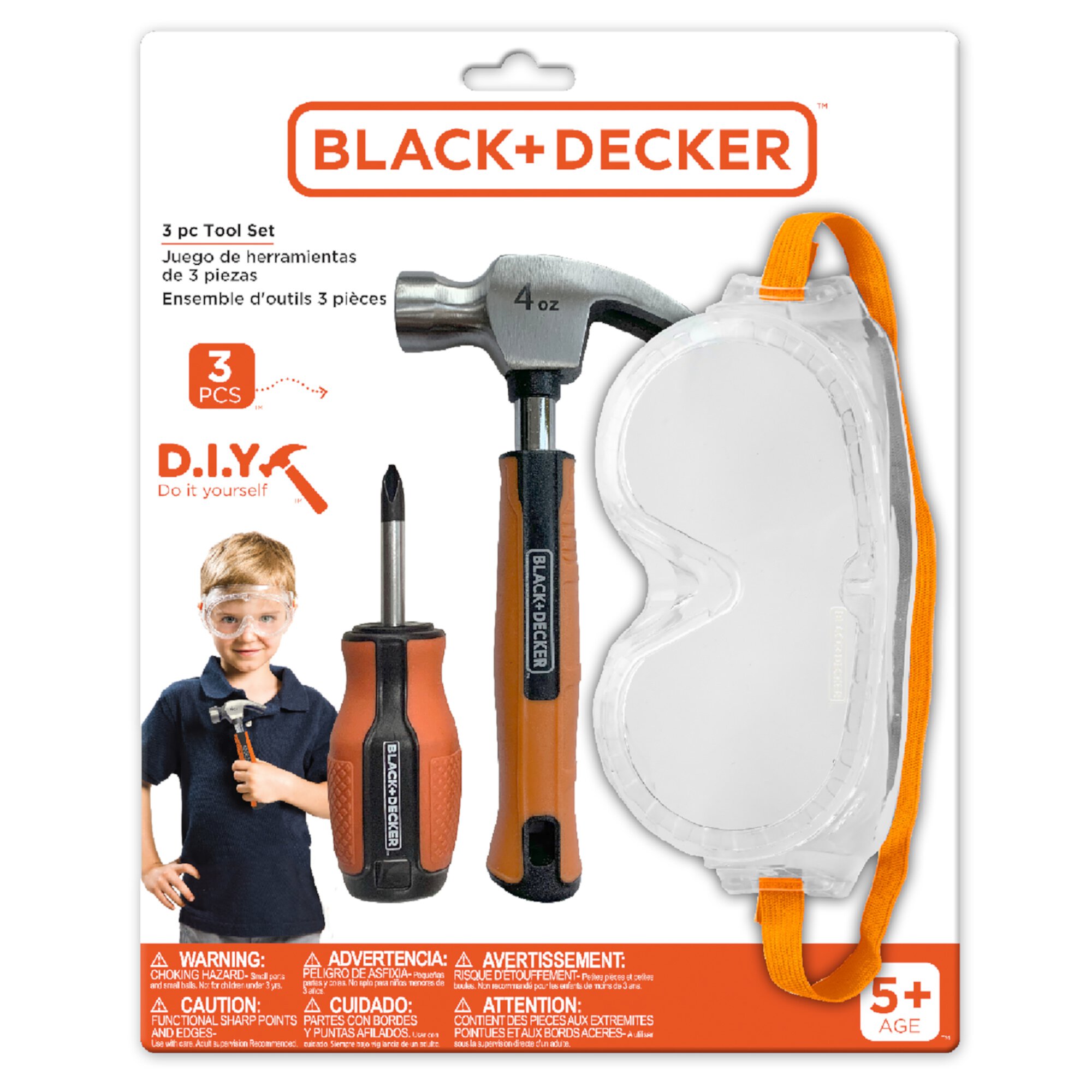 Игровой набор детских инструментов, имитирующих настоящие, 3 предмета BLACK+DECKER