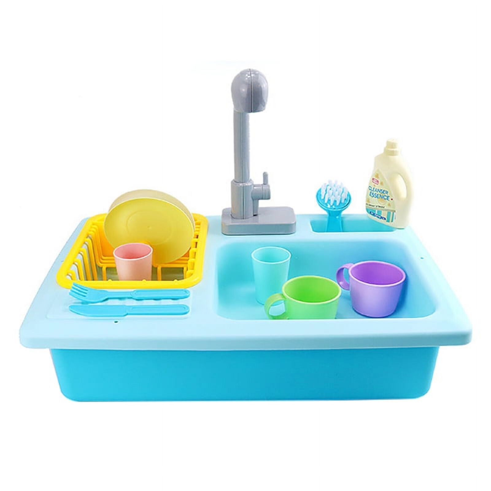 Kitchen Sink Toy Pretend Play Kitchen Sink Toys, Kitchen Sink with Running Water - Kids Toy Sink with Real Faucet & Drain, Dishes, Utensils & Stove Kitchen Toys for Toddlers & Kids Amazingfashion