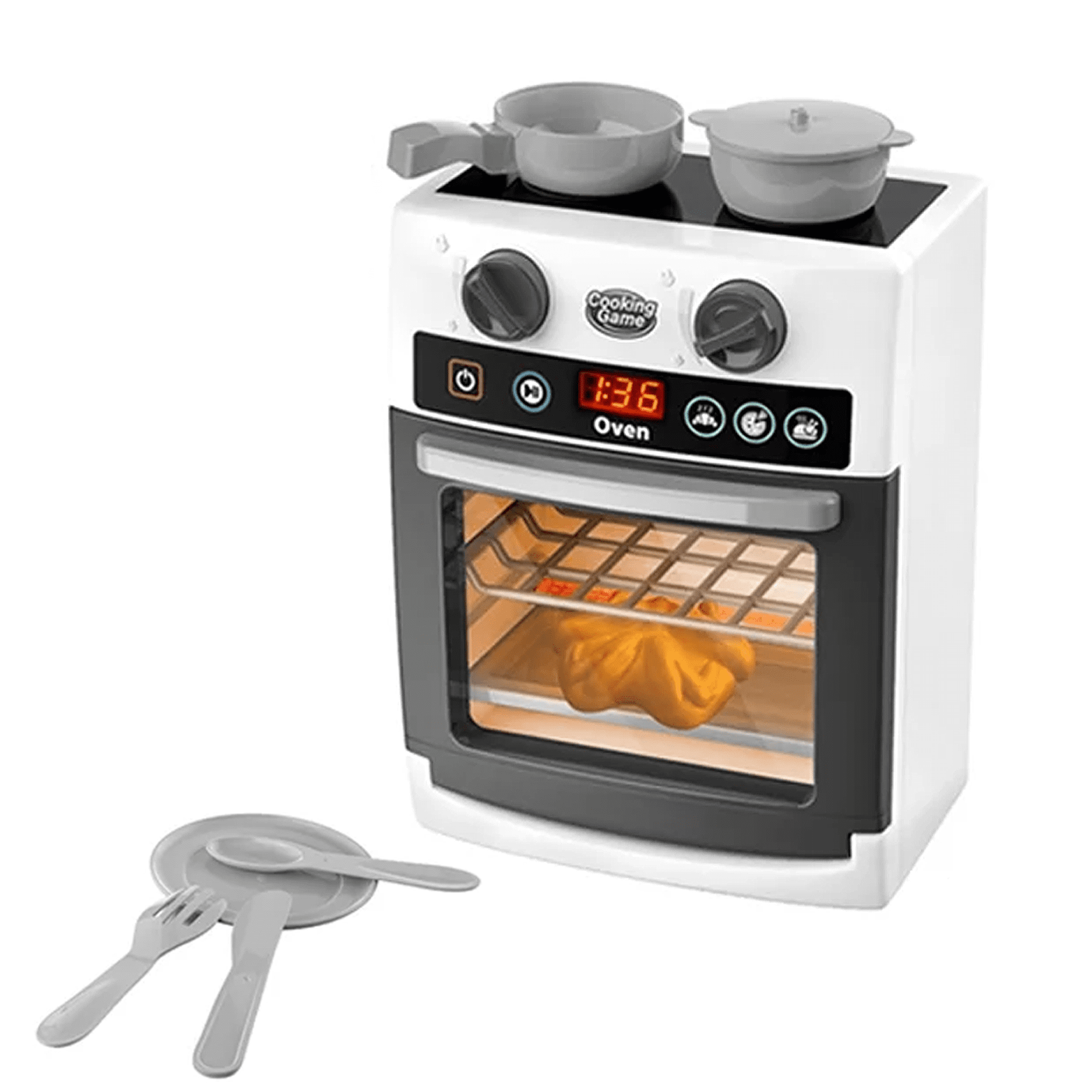 Richgv Toy Oven Pretend Play Kitchen Toy for Kids, Realistic Kids Pretend Play Appliance Kitchen Playset with Sound, Oven Toy Play Food Toys for Girls Boys Gift Richgv