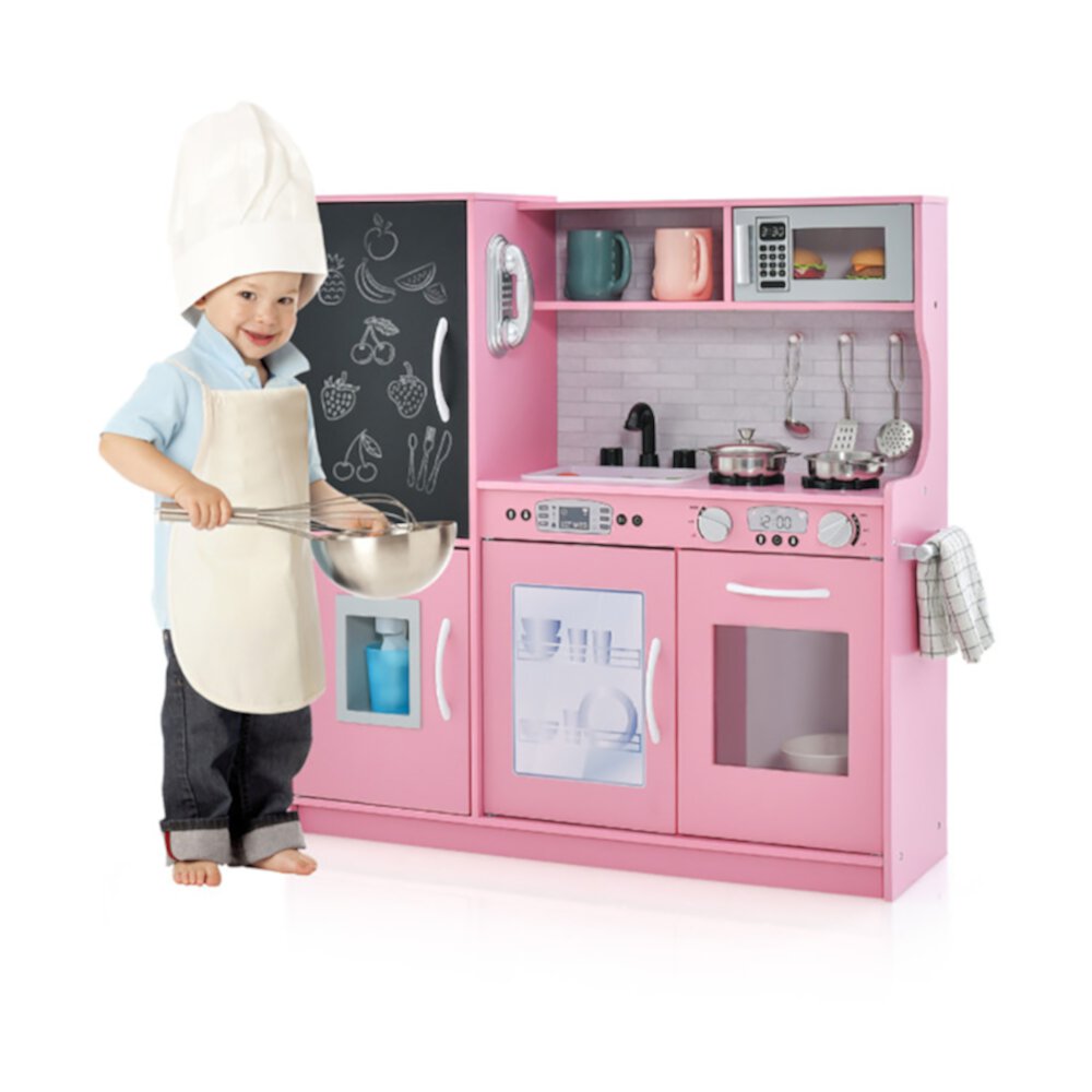 CIPACHO Toddler Pretend Play Kitchen for Boys and Girls 3-8 Years Old, Toddler Kitchen Set, Pink CIPACHO