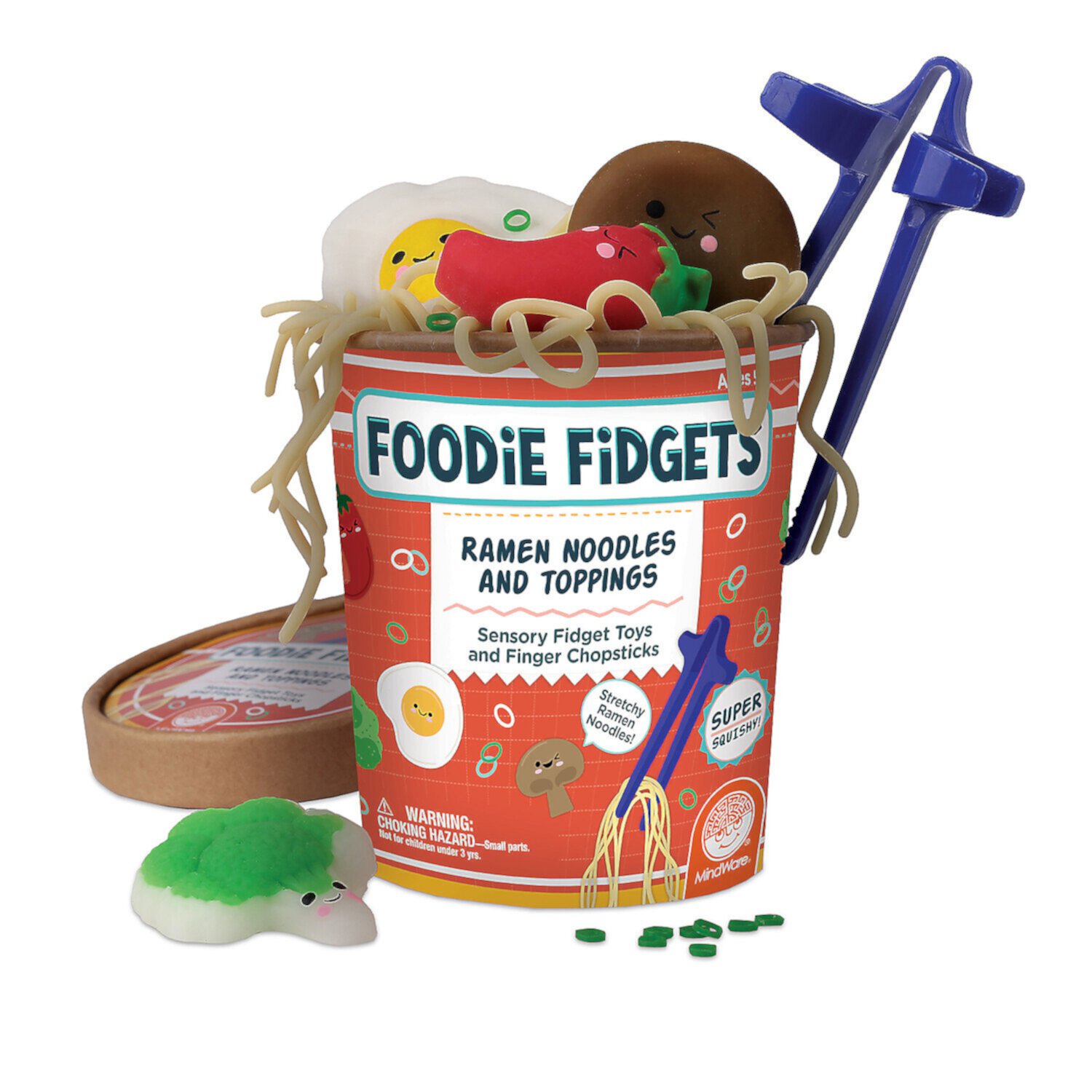 MindWare Foodie Fidgets Ramen Noodles and Toppings Set of Squishy Toys for Kids and Adults - Ages 5 and Up MindWare