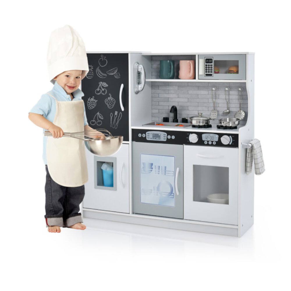 CIPACHO Toddler Pretend Play Kitchen for Boys and Girls 3-8 Years Old, Toddler Kitchen Set, White CIPACHO