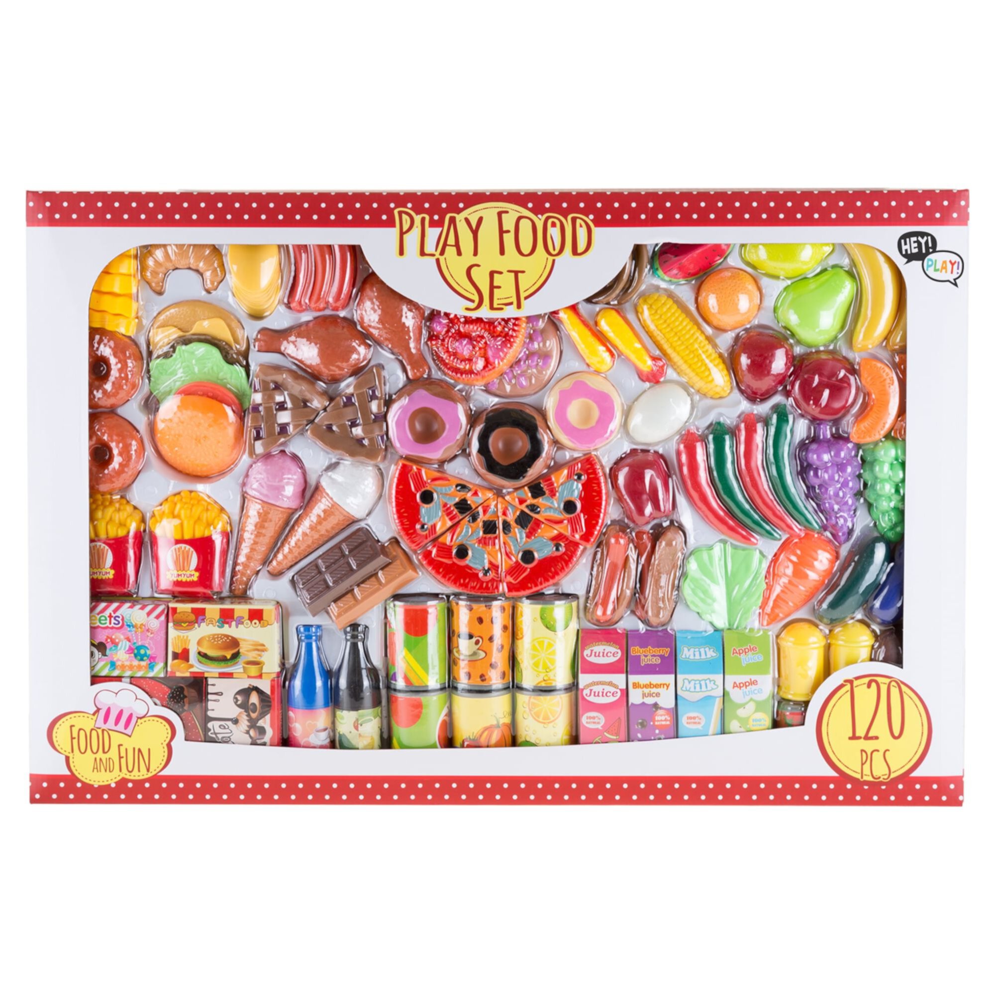 Pretend Play Assorted Food Set - Fresh, Boxed and Canned Food by Hey! Play! Hey! Play!