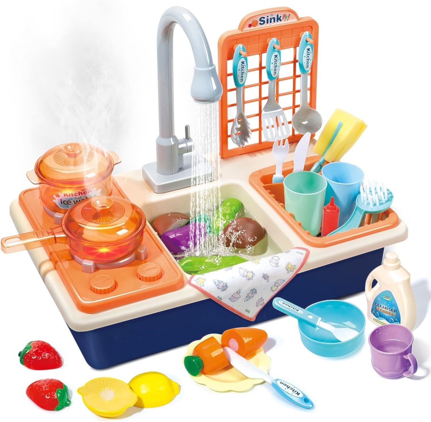 RUVINCE Pretend Play Kitchen Sink Toys Children Electric Dishwasher Playing Toy Kid,4.9 x 19 x 7 Inches RUVINCE