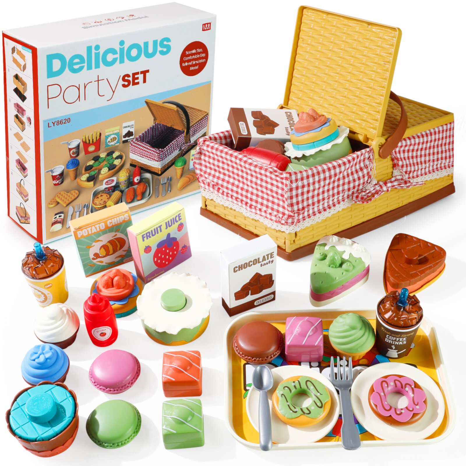 Pretend Play Food Sets Toys for Girls 3-6 Years Picnic Basket Kitchen Toys Accessories Toddlers Boys Girls Gift NETNEW