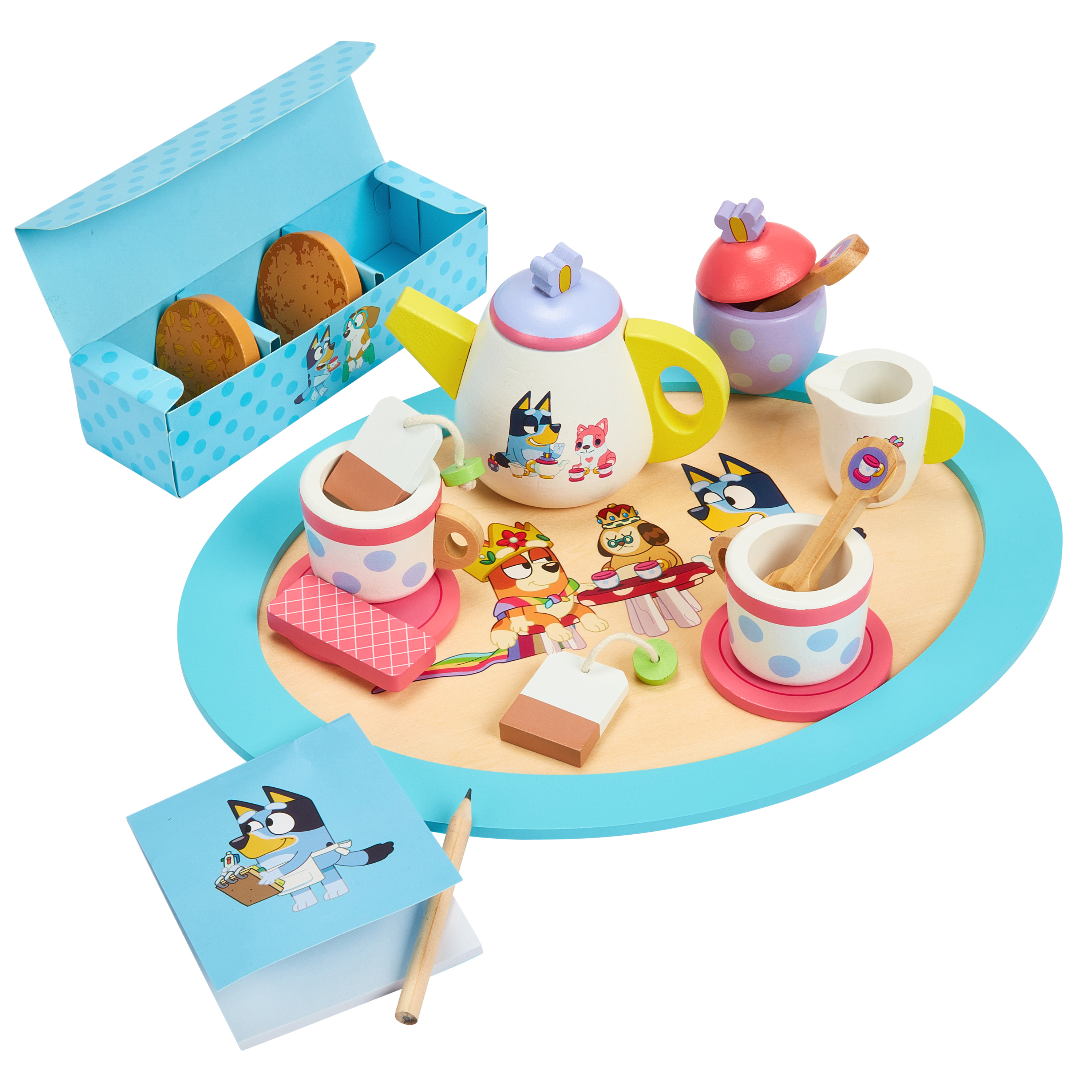 Bluey Tea Party Set Wooden 18-Piece Pretend Play Set, Ages 3+ Bluey