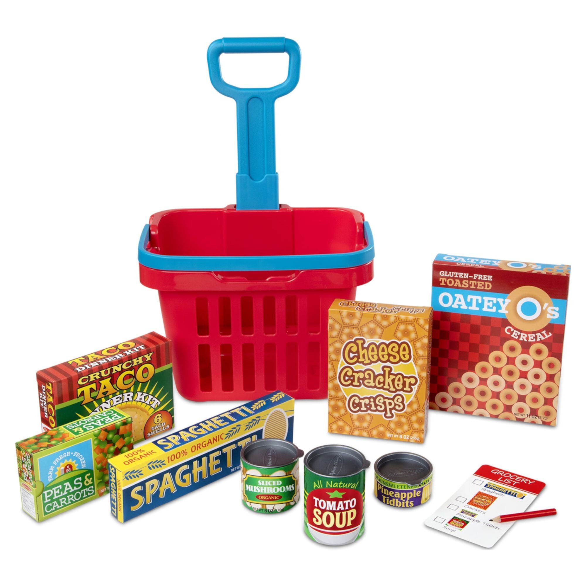 Melissa & Doug Fill and Roll Grocery Basket Play Set With Play Food Boxes and Cans (11 pcs) Melissa & Doug