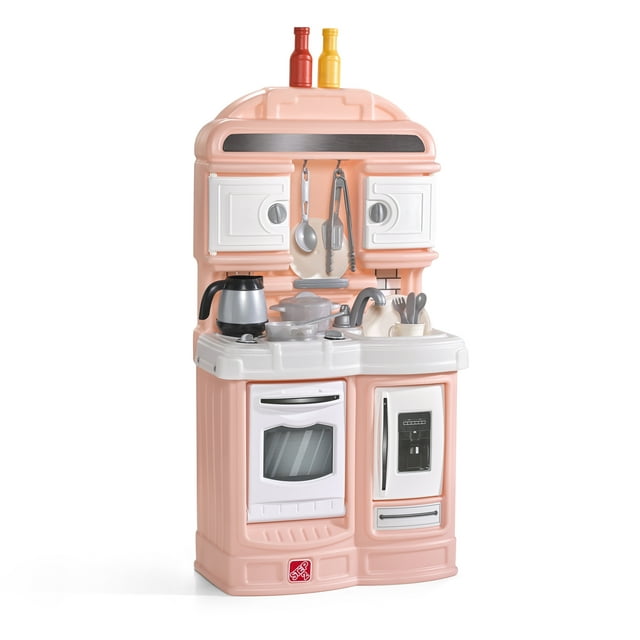 Step2 Quaint Kitchen Rose Pink Plastic Play Kitchen for Toddlers 2-4 Step2