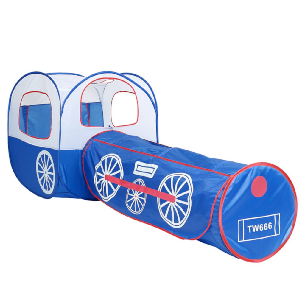 Fridja Folding Children Kids Playhouse Blue Train Tent Tunnel In/Outdoor Boys Girls Fridja