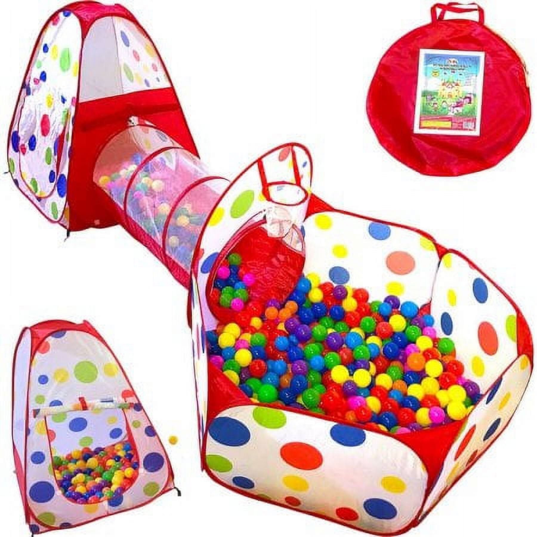 LAFGUR 3Pcs Kids Ball Pit Play Tent with Tunnel, 3-in-1 Play Crawl Tunnel Toy Indoor Outdoor Gym Play Tent for Children Toddler Jungle Boys Girls Babies Infants,Pit Balls NOT Included Eotvia