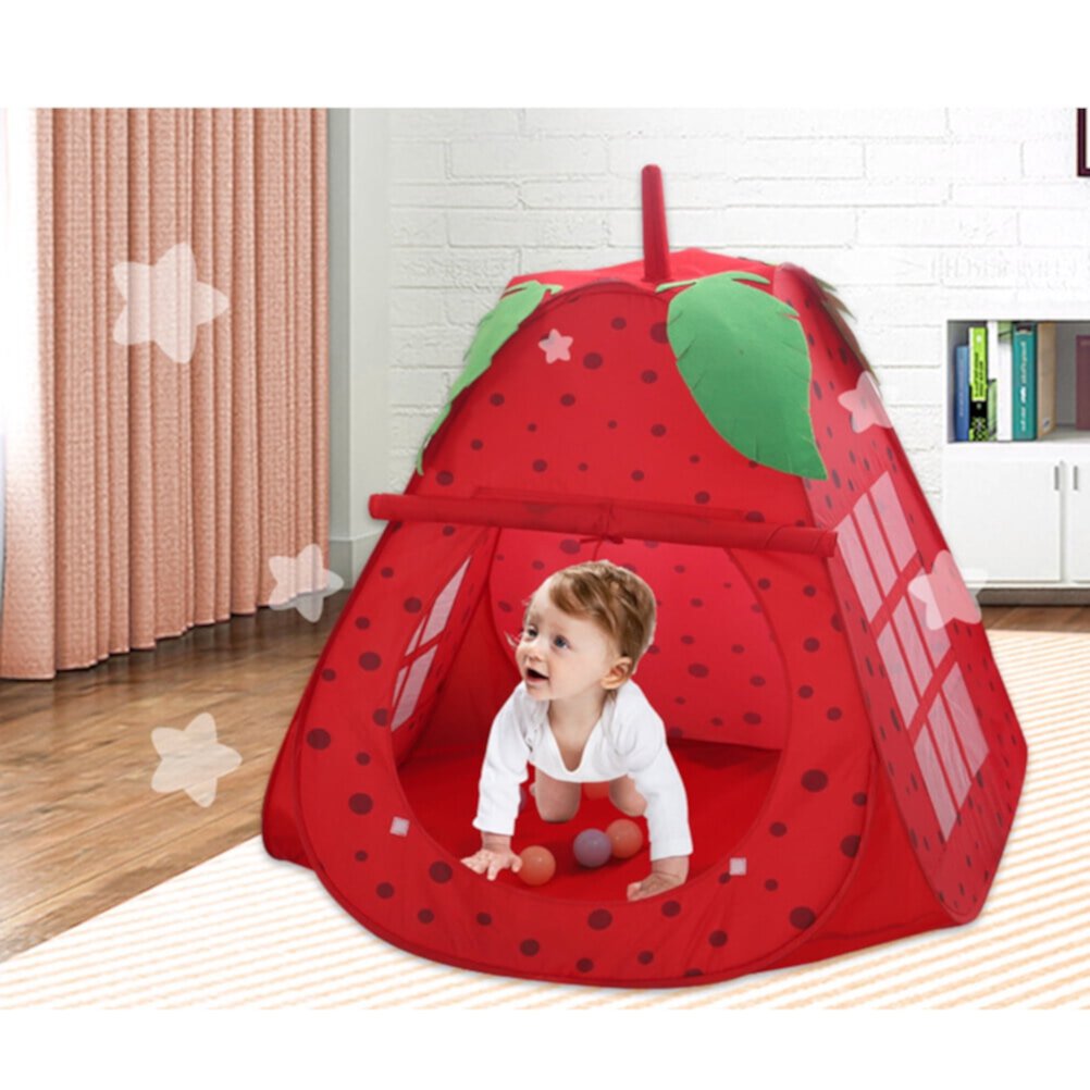 Eease Strawberry Kids Playhouse Tent Indoor Outdoor Foldable Castle Tent Eease