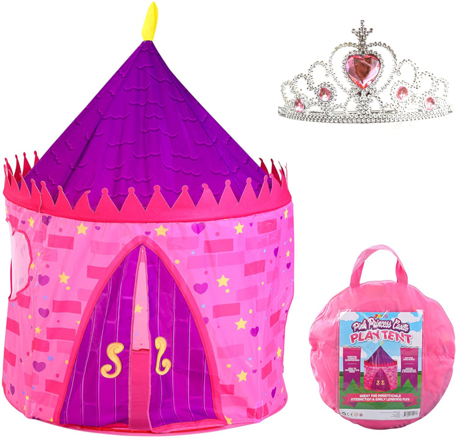 JOYIN Girls Princess Pink Castle Play Tent with Princess Crown Pop Up Play Tent Indoor Outdoor Playhouse for Kids JOYIN