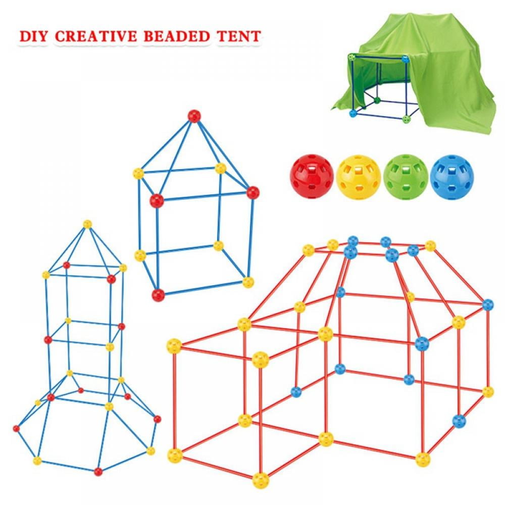 Fort Building Kit for Kids 174 Pieces Forts Builder Gift Construction Toys for 3 4 5 6 7 8 9+ Years Old Boys Girls DIY Fun Fort Building Tunnels Play Tent Indoor Outdoor Left Wind