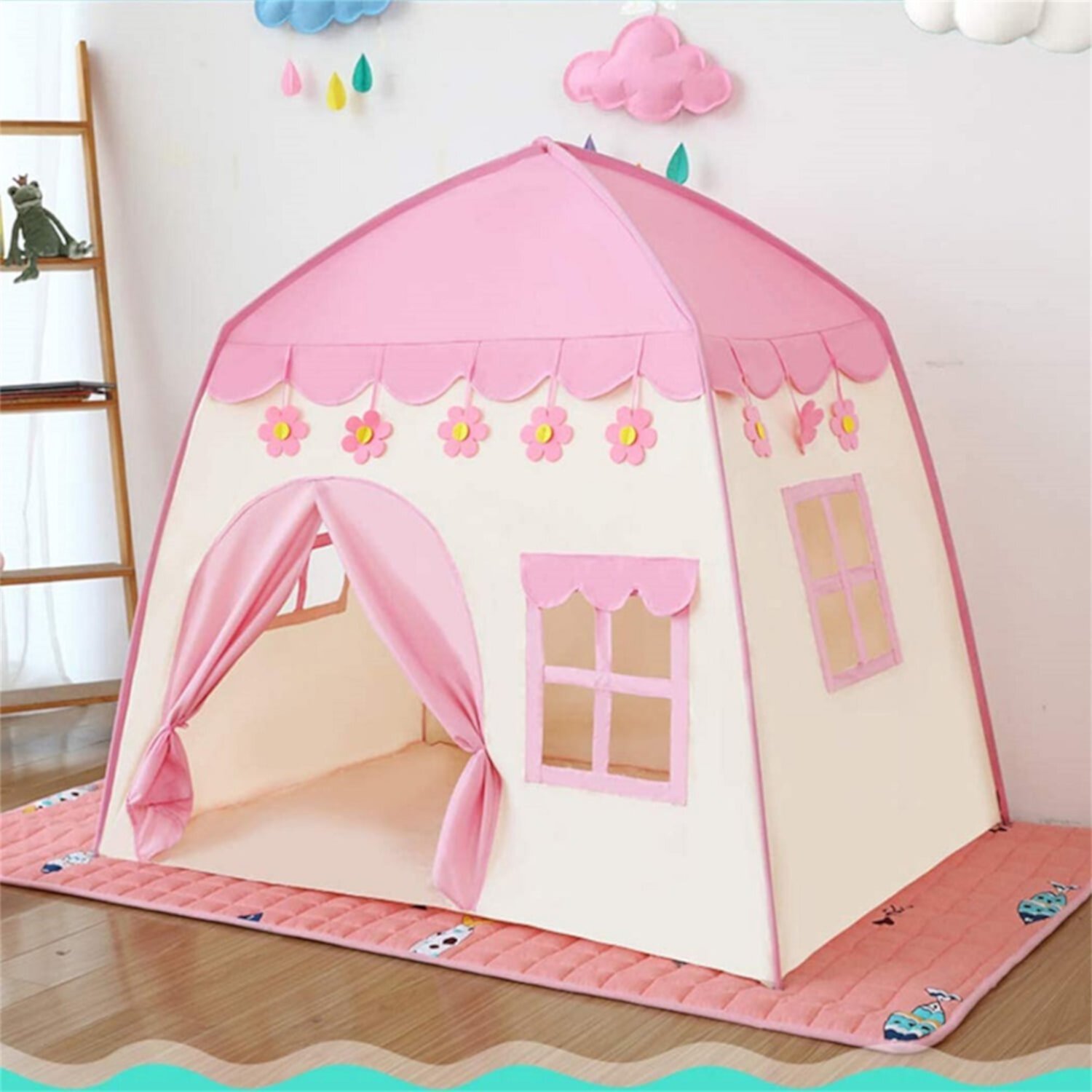 CIPACHO 51" Kids Play Tents for Girls Large Fairy Playhouse for Kids Princess Castle Tent Gift Toys for Girl Toddler Children Play House, Blue CIPACHO