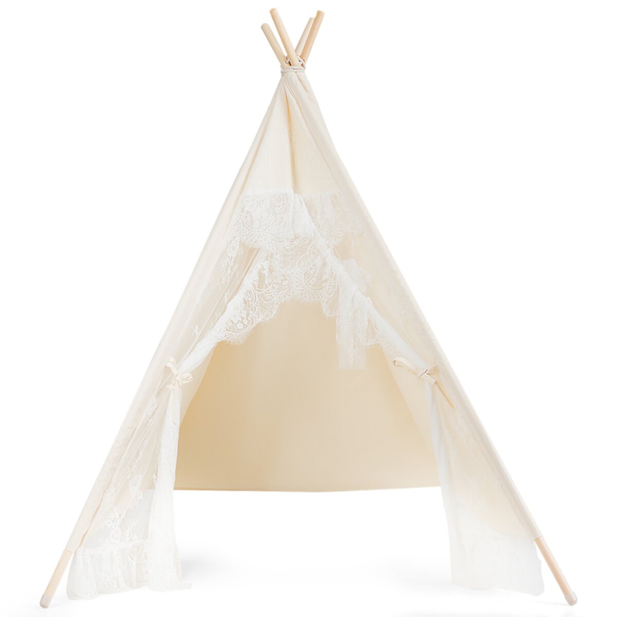 Topbuy Kids Lace Teepee Play Tent Foldable for Indoor & Outdoor Beige Topbuy