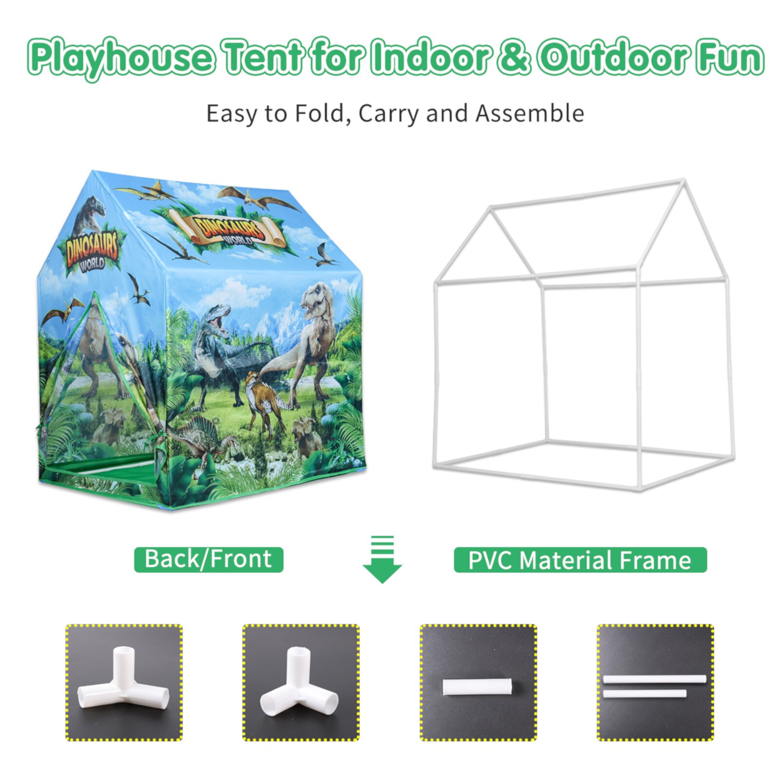 AOKESI Kids Play Tent, Dinosaur Discovery Playhouse Tent, Indoor Outdoor Dinosaur Toys Tent Pretend Playhouse Gift for 3-12 Y Girls & Boys AOKESI