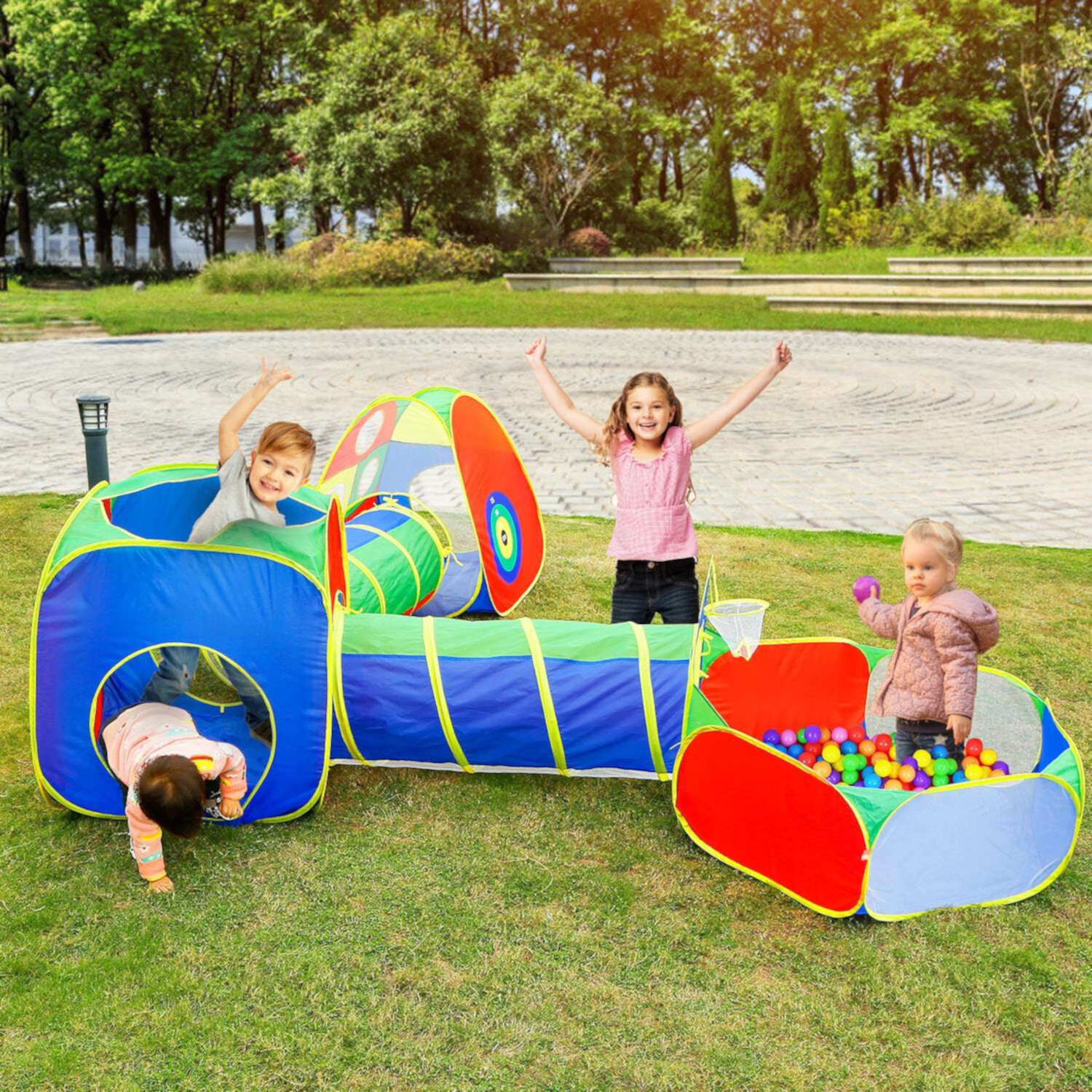 iMounTEK 5Pcs Kids Ball Pit Tents Pop Up Playhouse with 2 Crawl Tunnel & 2 Tent for Boys Girls Toddlers Preschool Children Imountek