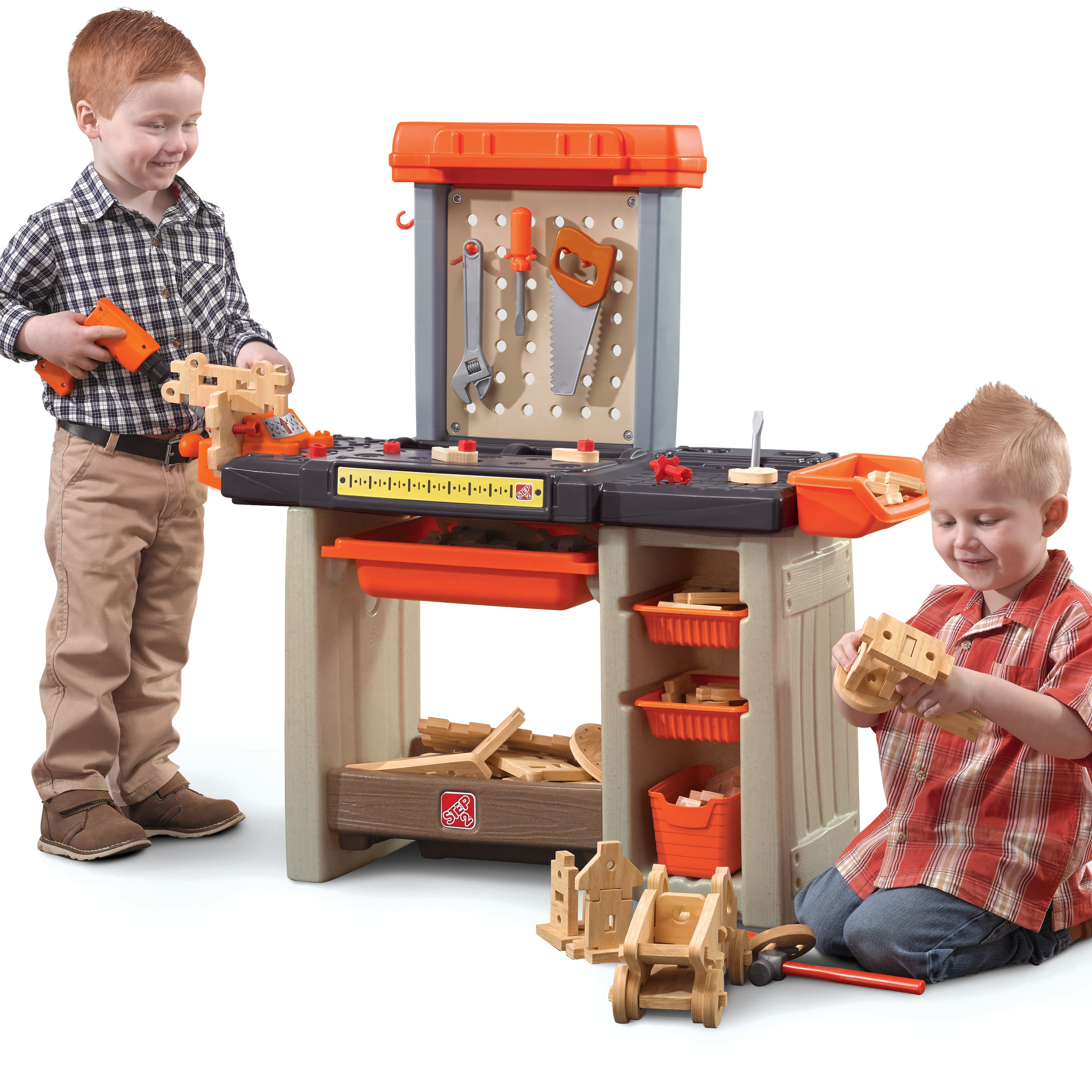 Step2 Handyman Plastic Toddler Workbench and Plastic Kid Tool Bench 30 plus piece Playset Step2