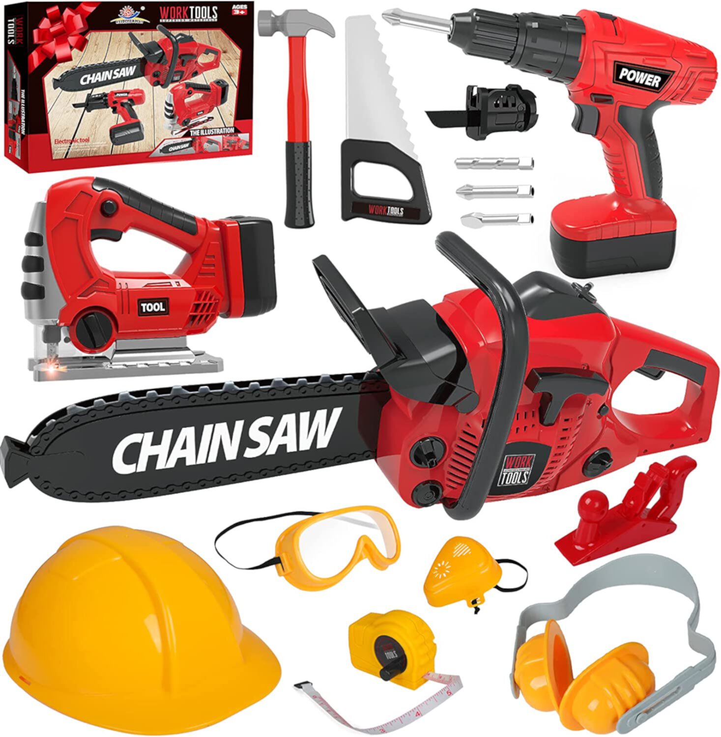 Exercise N Play Kids Power Tool Play Set W/ Electric Toy Drill Chainsaw Jigsaw Toy EXERCISE N PLAY