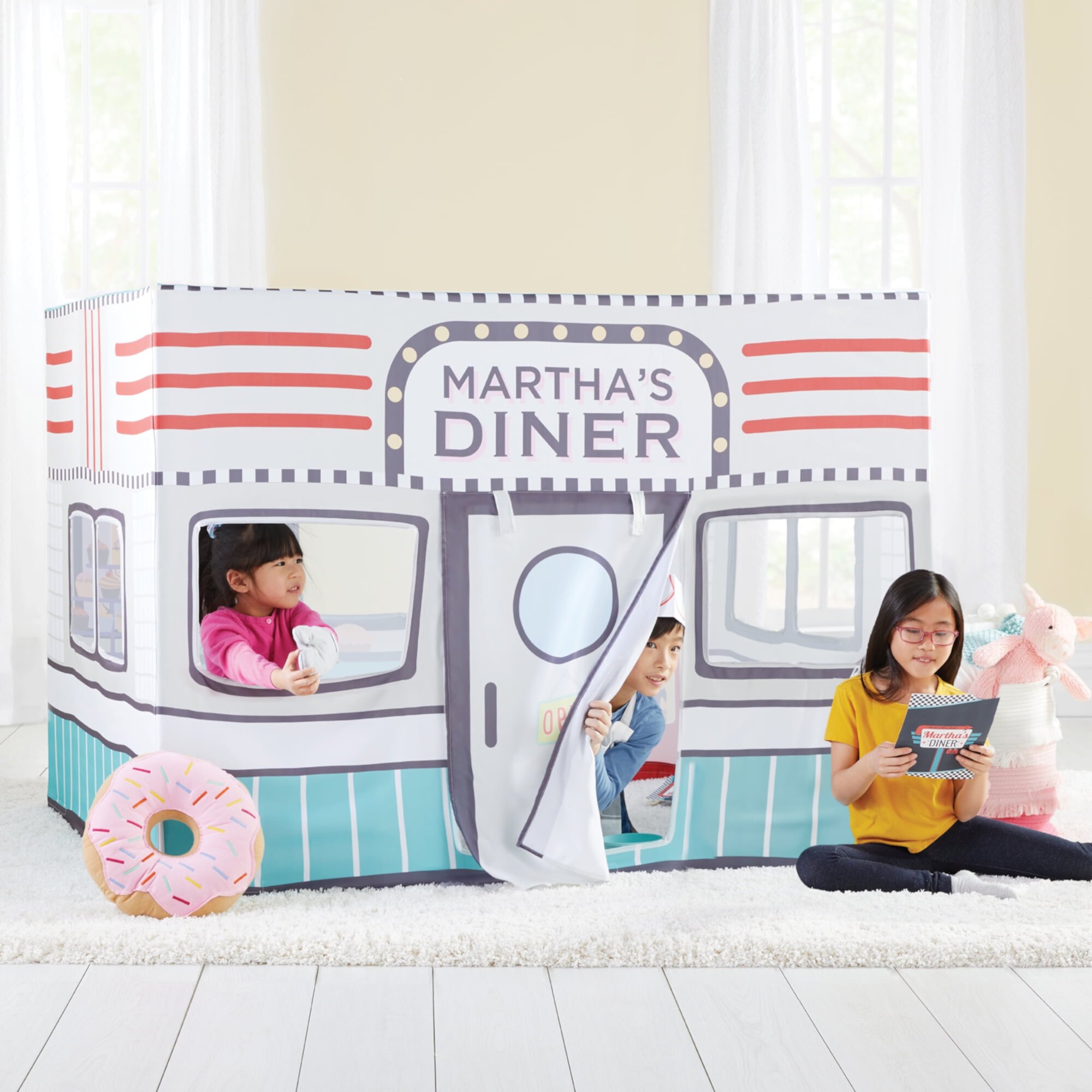 Martha Stewart Kids' Farmer's Stable Play Tent: Children's Large Indoor Playhouse for Playroom, Toddler Bedroom Tent for Pretend Play Martha Stewart