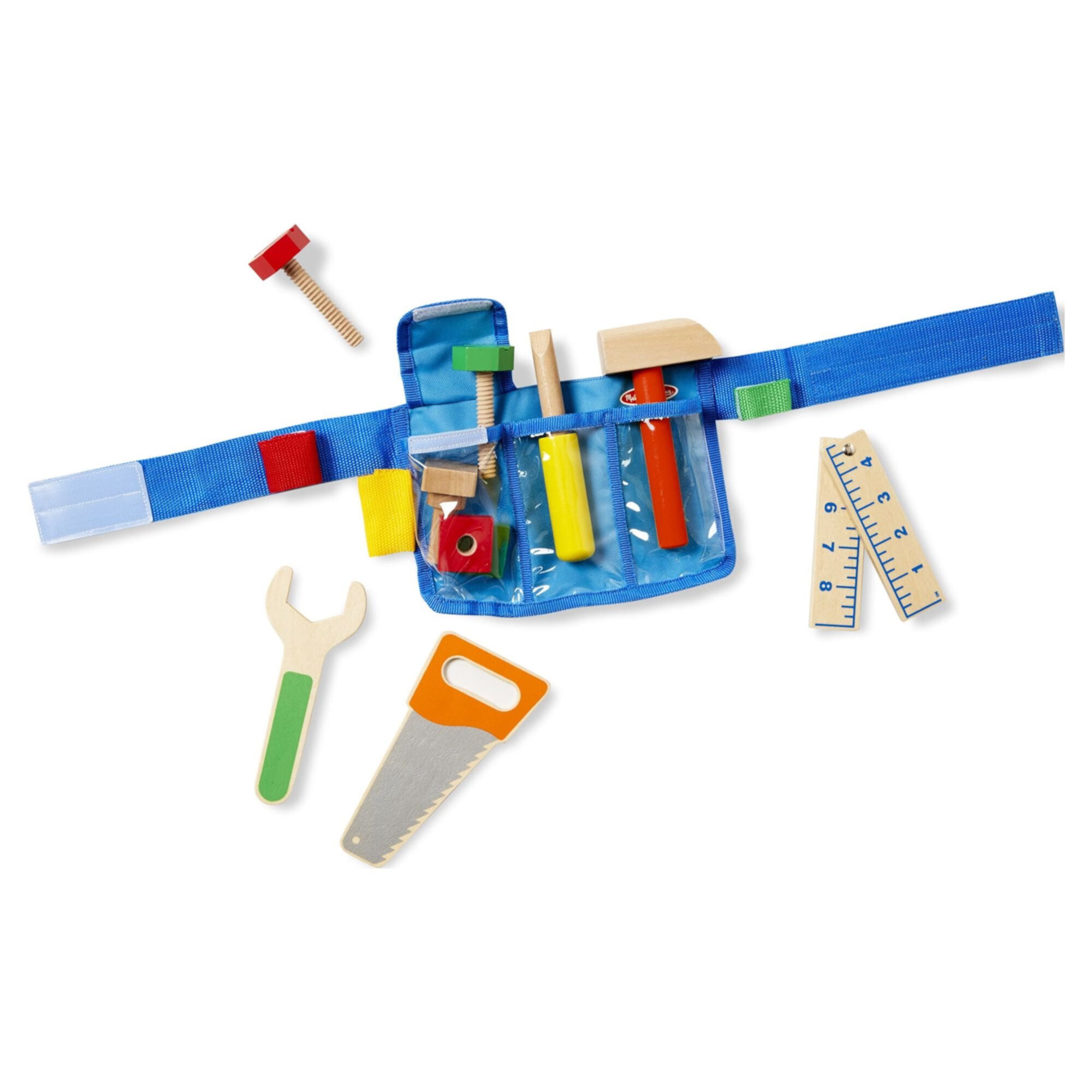 Melissa & Doug Deluxe Tool Belt Set - 5 Wooden Tools, 8 Building Pieces, Adjustable Belt Melissa & Doug