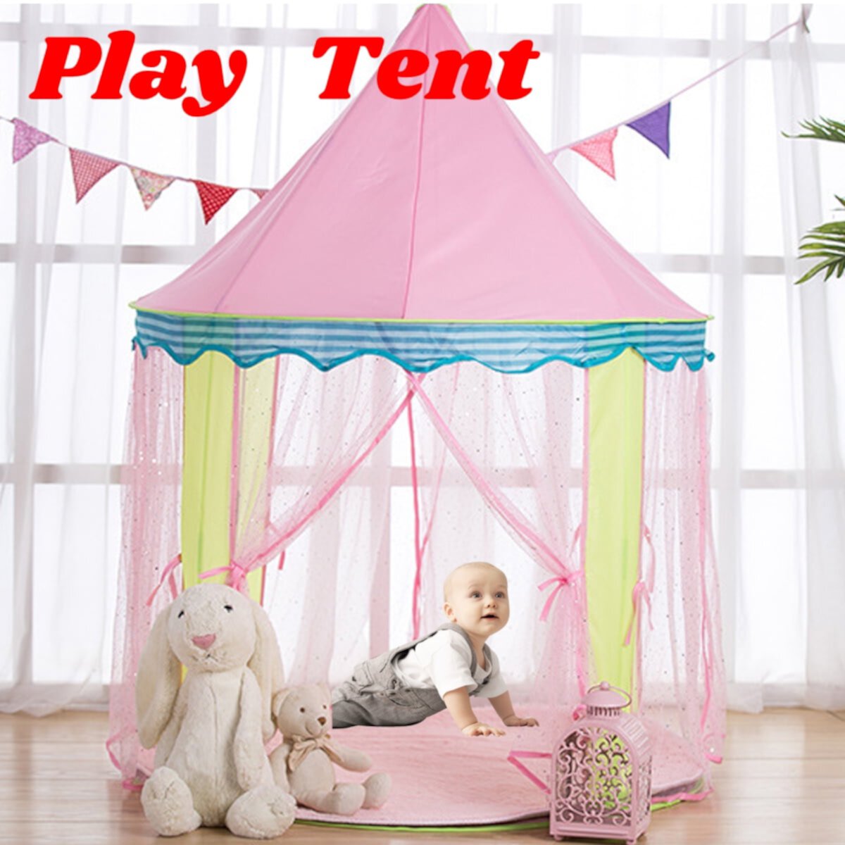 Princess Castle Tent for Boys Girls , Play Tents for Kids Indoor/Outdoor Playhouse with Large Space, Toys for Children Toddlers Outdoor Games Birthday Gift Novashion