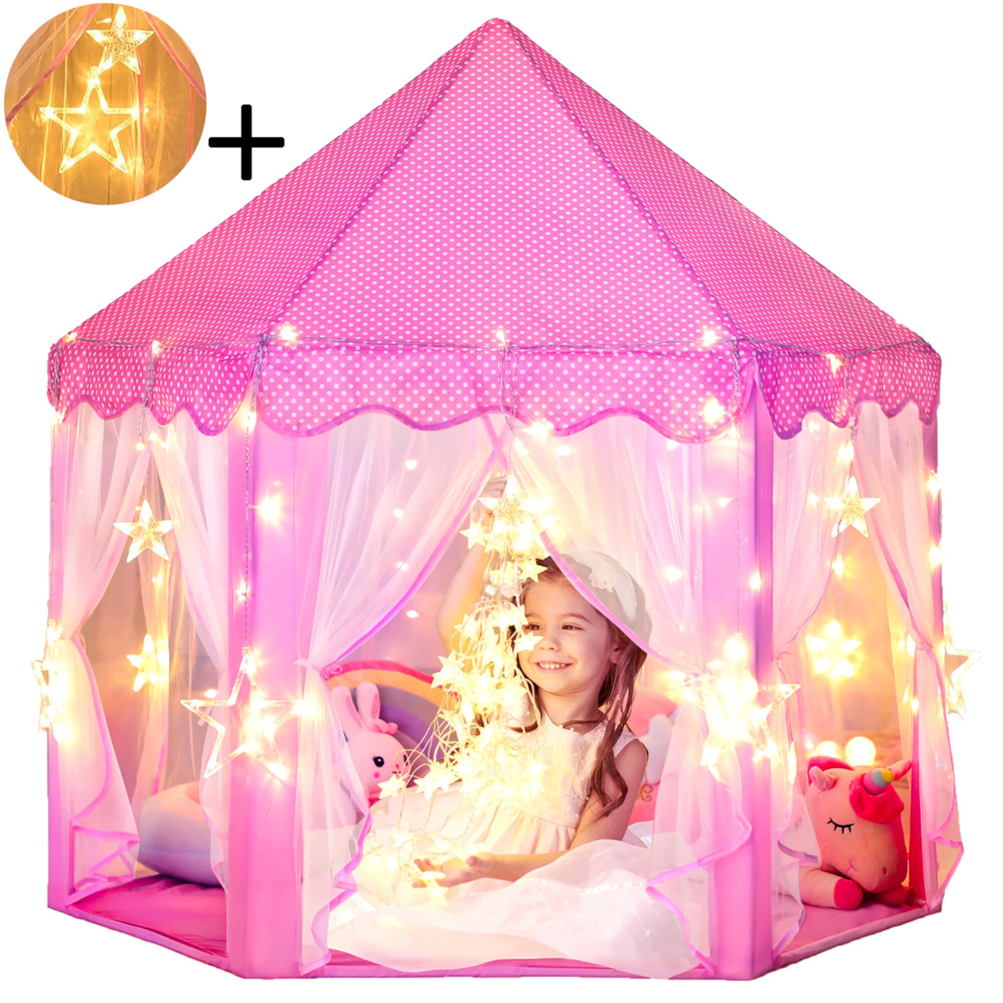 Wilwolfer Princess Play Tent for Kids 3-12 Years Girls Toddlers with Large Star Lights Indoor Playhouse Wilwolfer