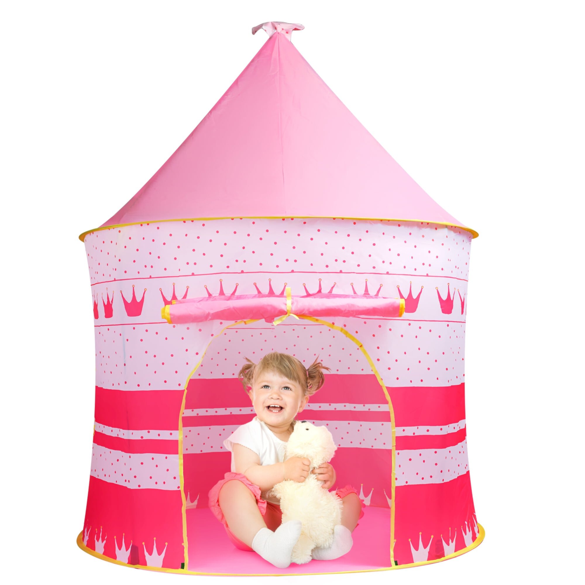 HopeRock Princess Castle Pink Kids Tent, Foldable Into A Carrying Bag, Indoor and outdoor Play Tent for kids HopeRock