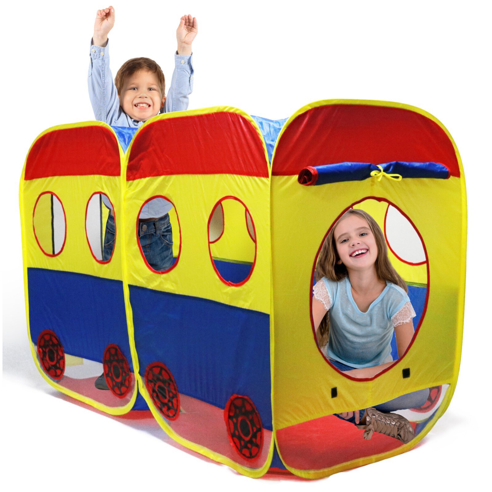 Vokodo Kids Pop Up School Bus Play Tent Magical Playhouse Tunnel Folding Indoor Outdoor Bright Colors Pretend Imagination Creative Learning Toys Great Gift For Preschool Children Boys Girls Toddlers Vokodo