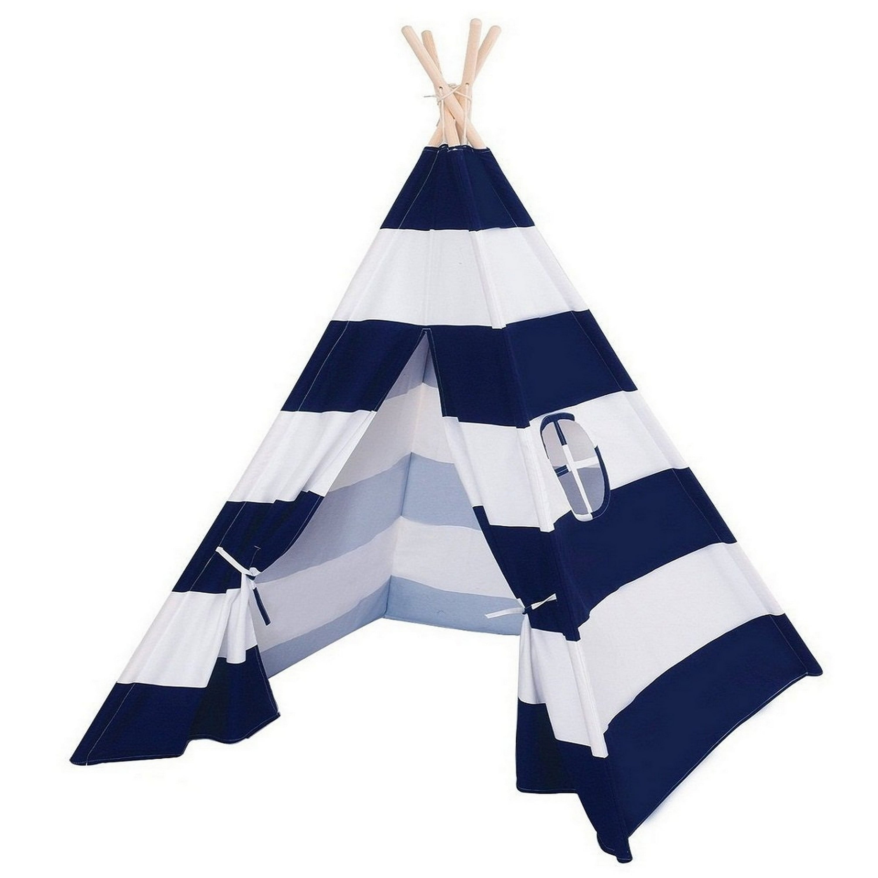 Natural Cotton Canvas Teepee Tent for Kids  Indoor & Outdoor Use BlueWideStripe_1pc 1pc Bed Bath & Beyond