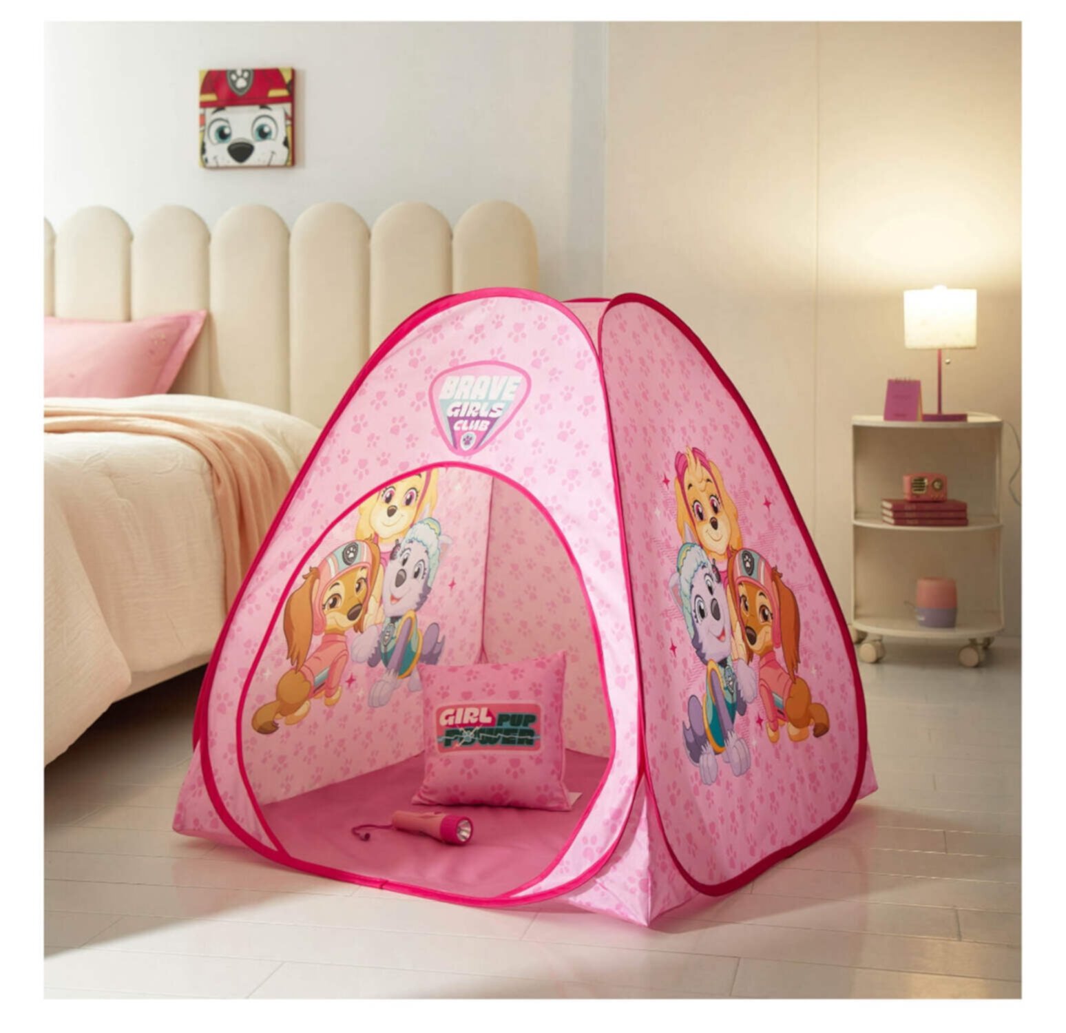 Paw Patrol 3pc Tent Set with Pillow and Flashlight, Pink, Girl, Toddler Paw Patrol