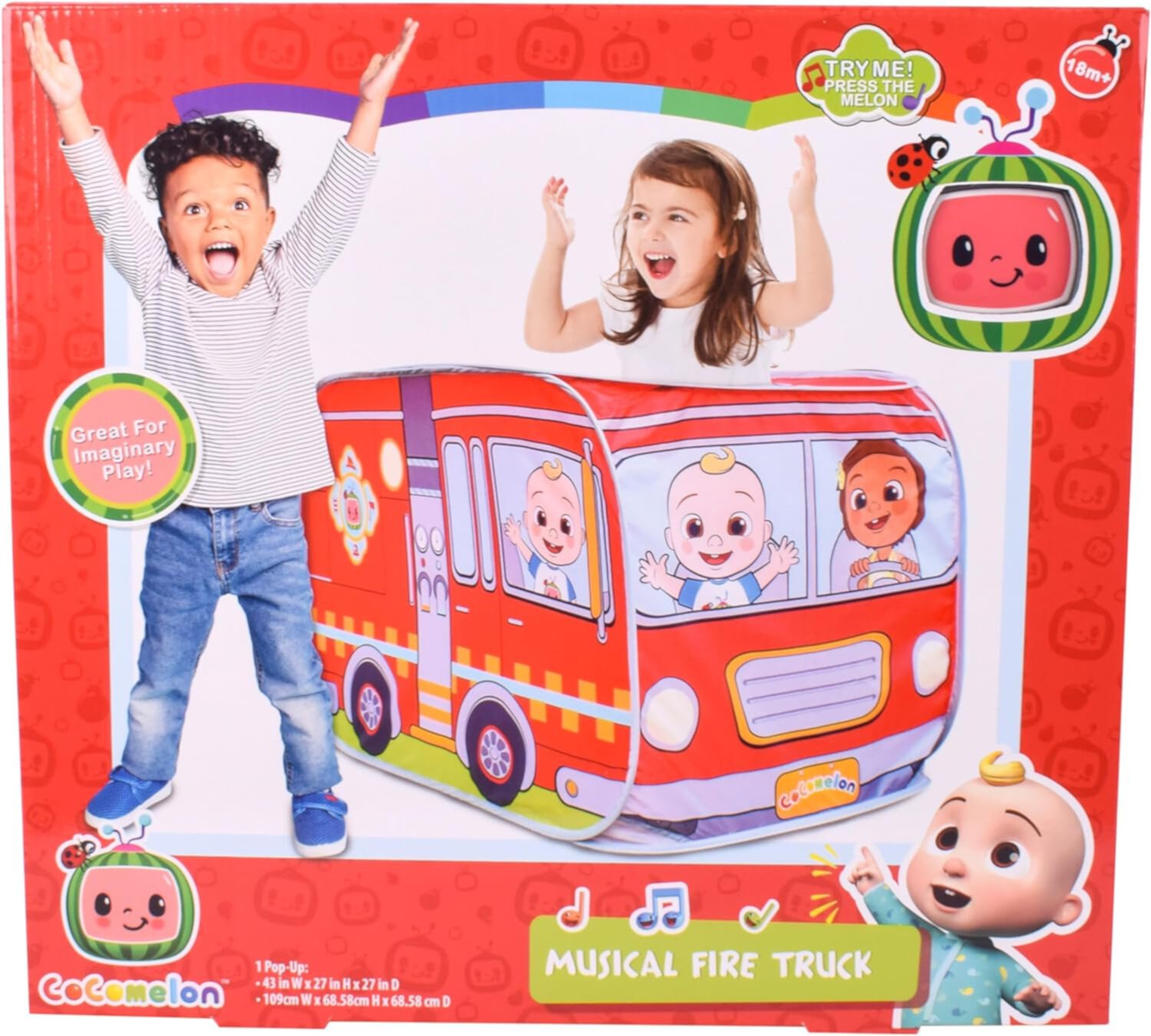 CoComelon Musical Firetruck Pop Up Tent with Musical Key Fob CoComelon