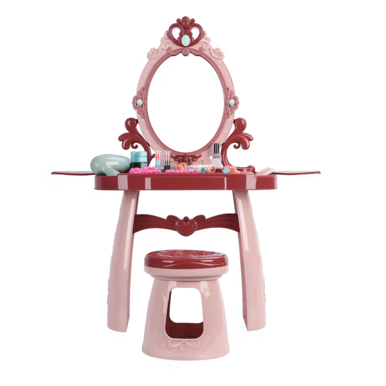 Anvazise Toddler Vanity Toys for above 3 Years Old, Vanity Makeup Table with Mirror and Chair, Kids Vanity Set with Music Sound and Light, Pretend Play Princess Toy Makeup Table for Little Girls Anvazise