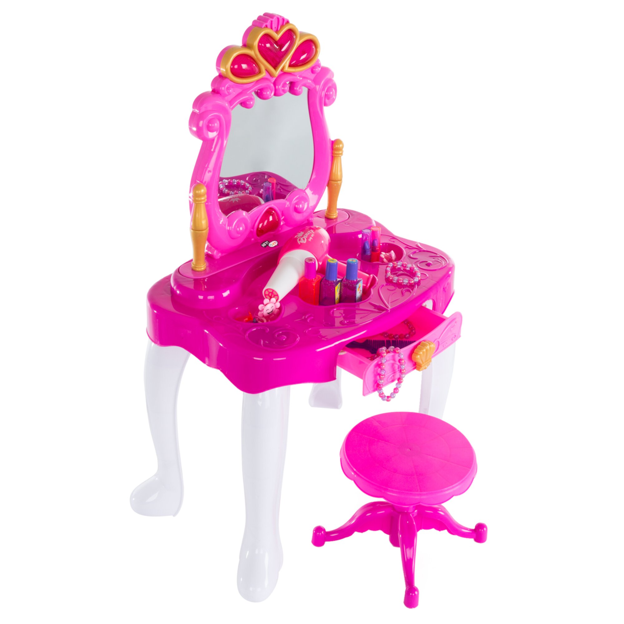 Pretend Play Princess Vanity with Stool, Accessories, Lights, Sounds by Hey! Play! Hey! Play!